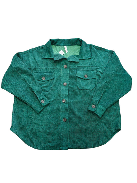 Jacket Shirt By Zenana Outfitters In Green, Size: L