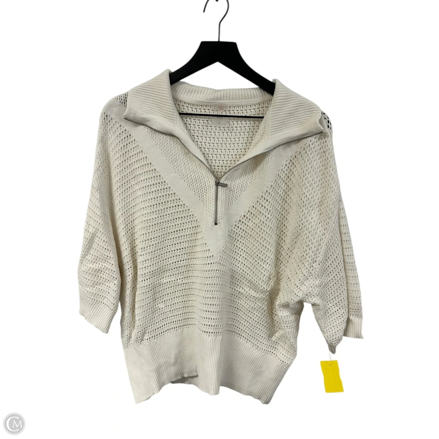 Sweater Short Sleeve By Calia In White, Size: L