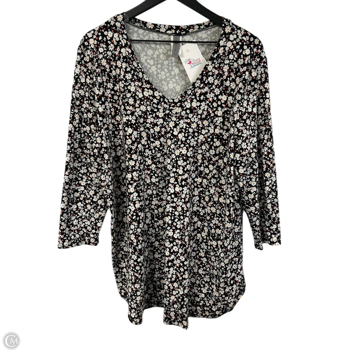 Top 3/4 Sleeve By Honeyme In Floral Print, Size: Xl