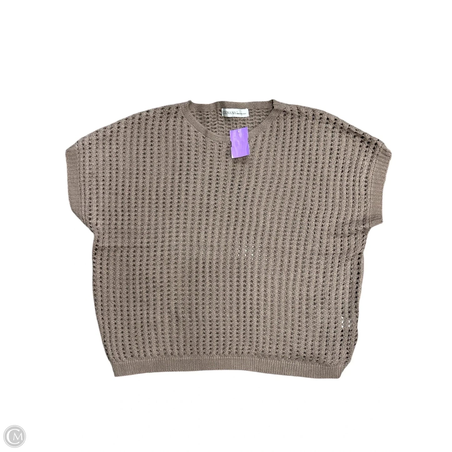 Sweater Short Sleeve By Zenana In Tan, Size: S