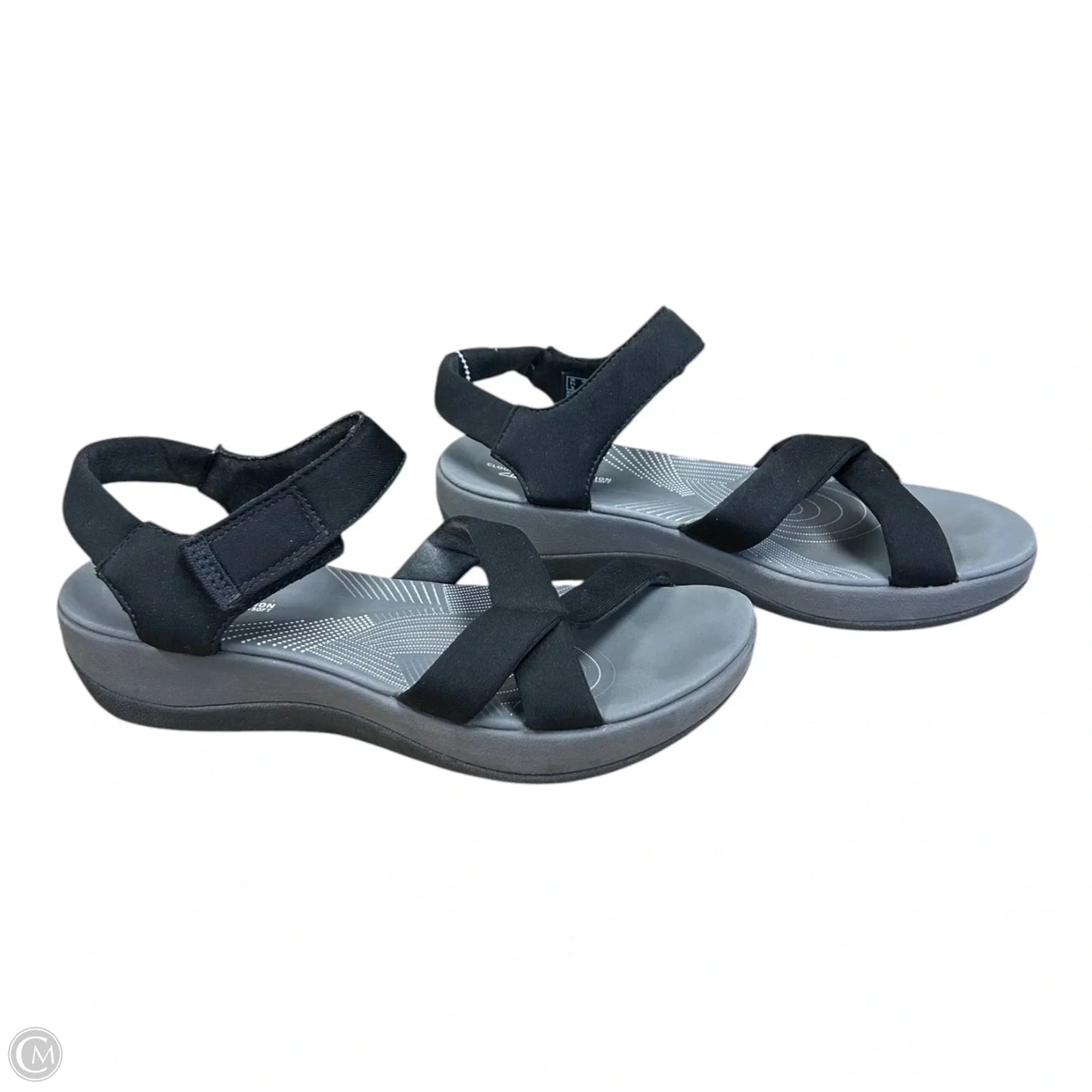 Sandals Flats By Clarks In Black & Grey, Size: 8