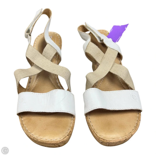 Sandals Heels Wedge By Born In Tan & White, Size: 8