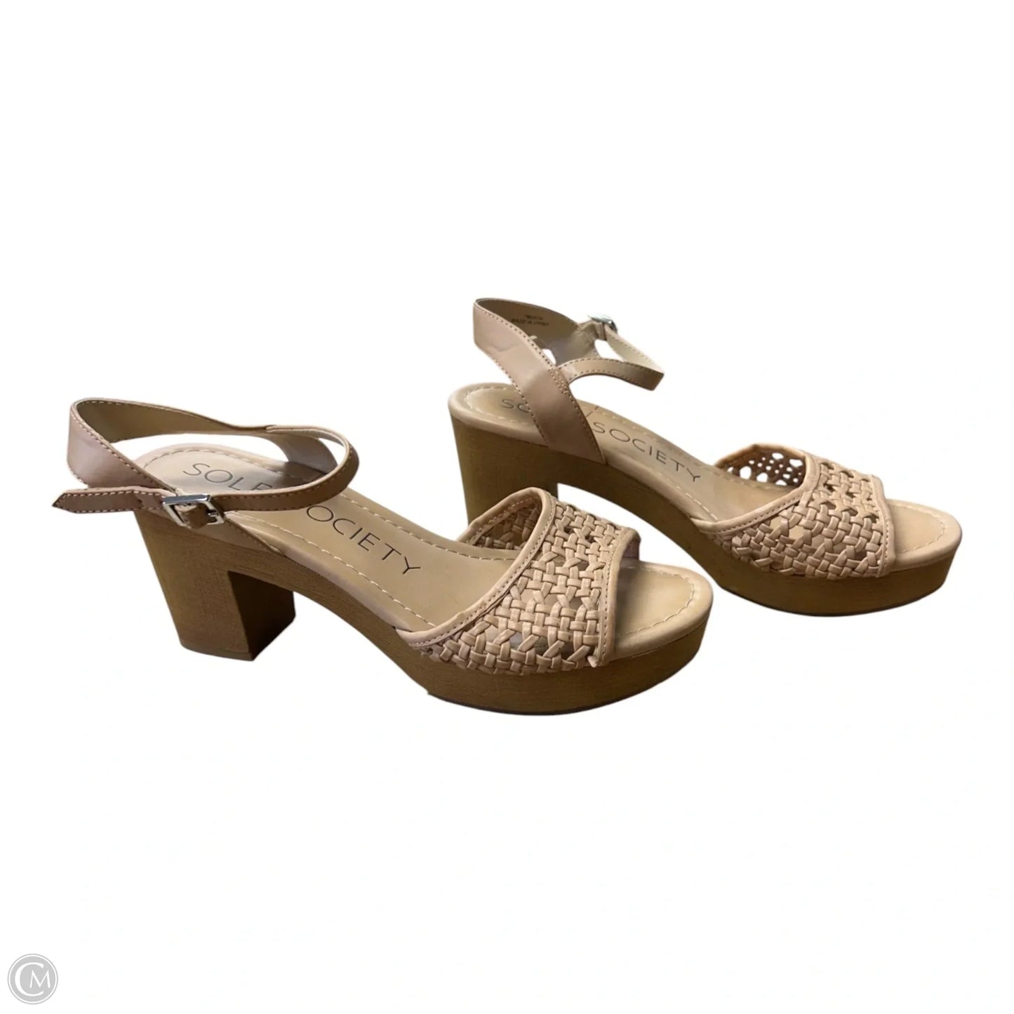 Sandals Heels Block By Sole Society In Tan, Size: 7