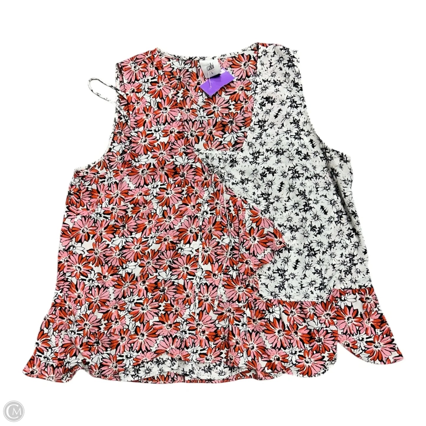 Top Sleeveless By Cabi In Floral Print, Size: L