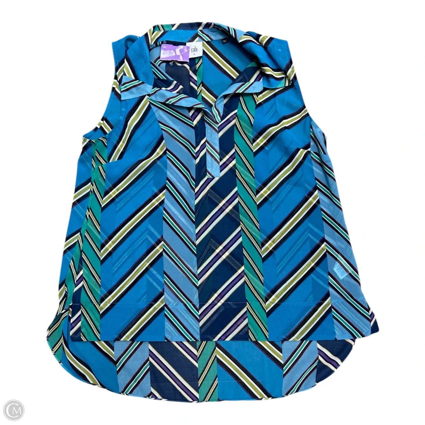 Top Sleeveless By Cabi In Blue & Green, Size: M