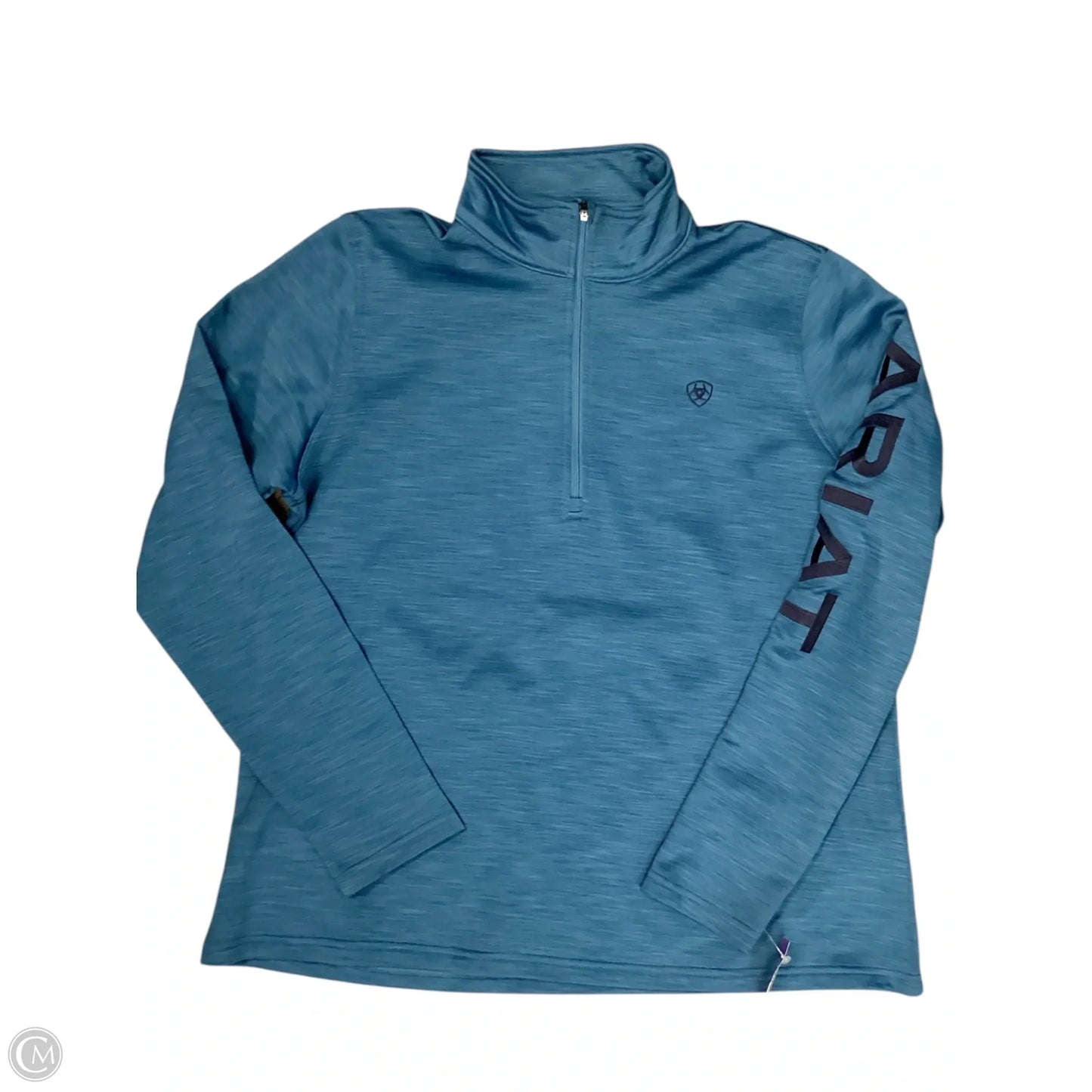 Athletic Top Long Sleeve Collar By Ariat In Blue, Size: L