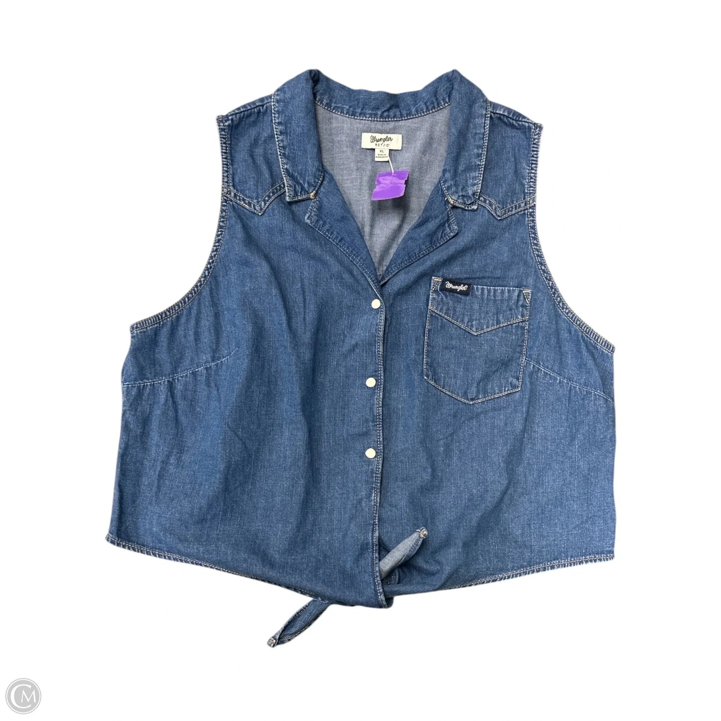 Top Sleeveless By Wrangler In Blue Denim, Size: Xl
