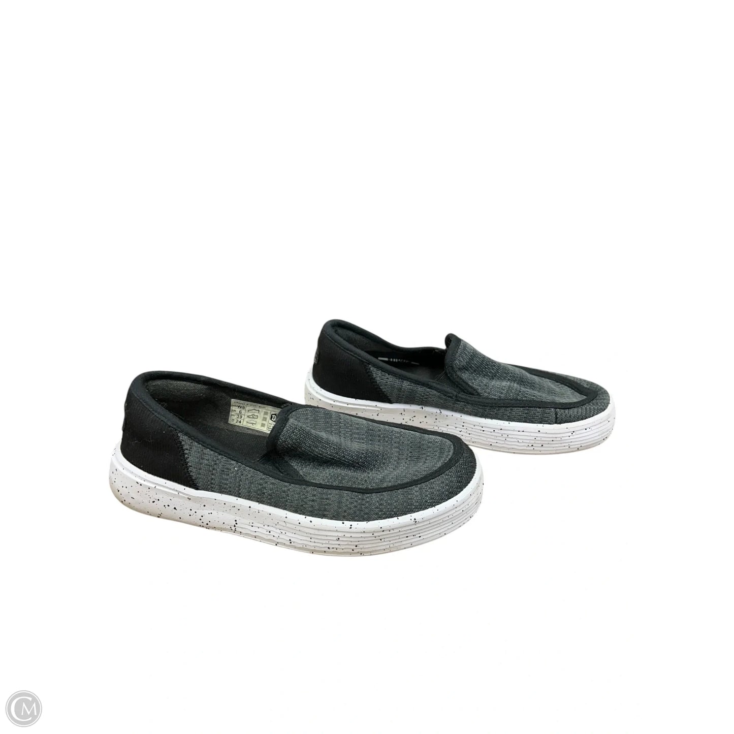 Shoes Flats By Hey Dude In Black & Grey, Size: 8