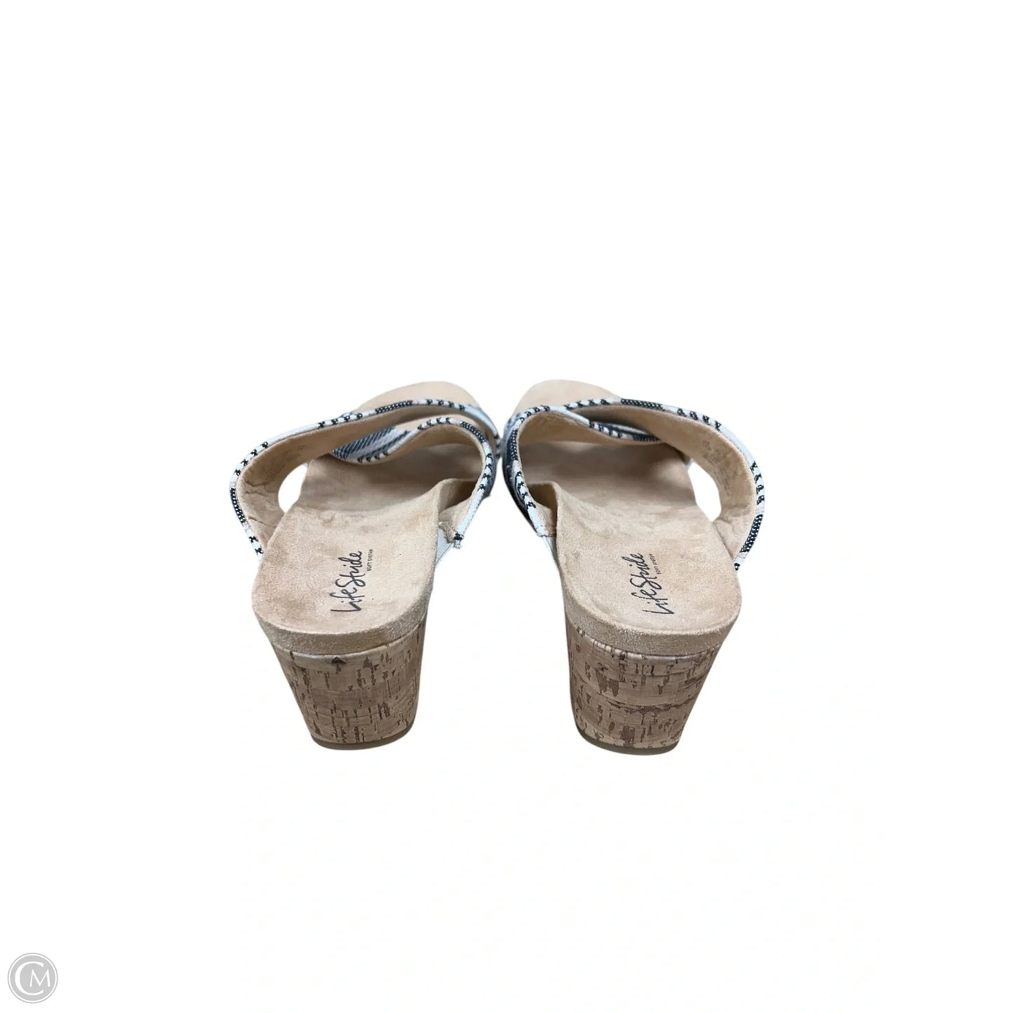 Sandals Heels Wedge By Life Stride In Black & Tan, Size: 11