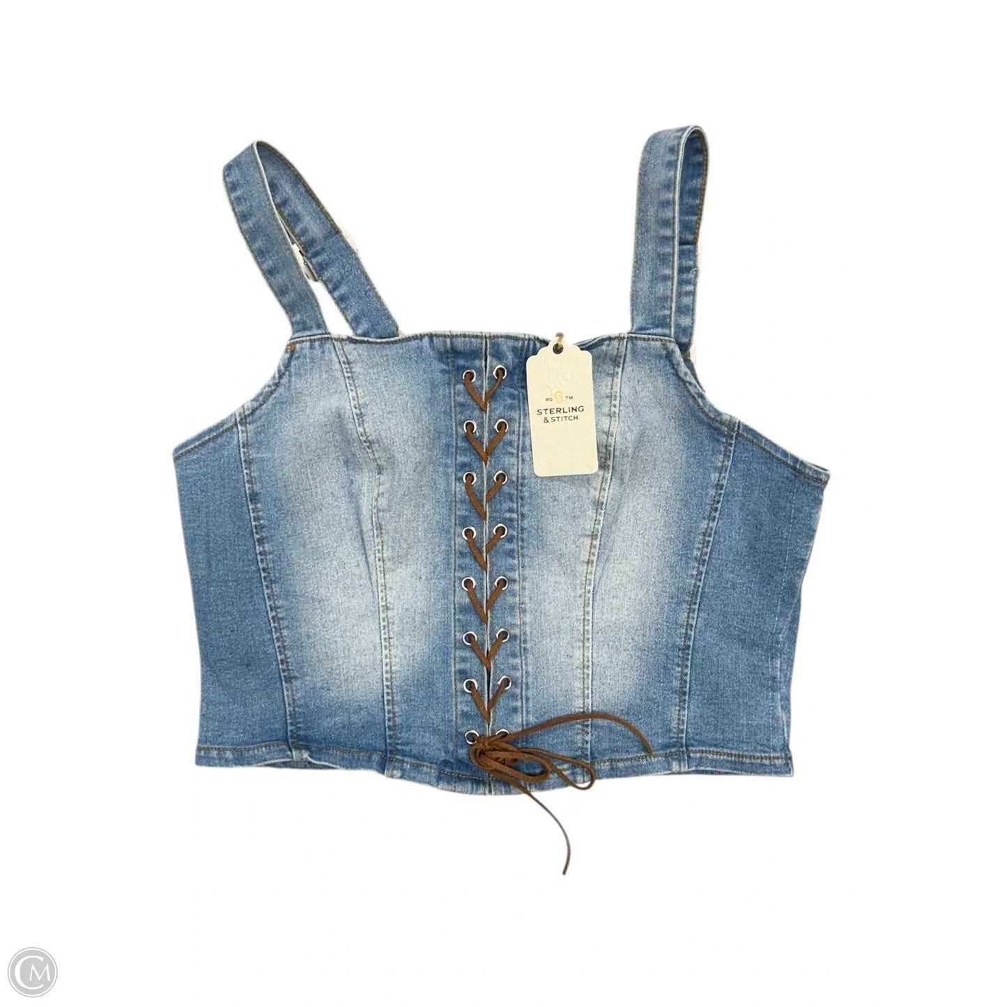 Top Sleeveless By Cmc In Blue Denim, Size: L