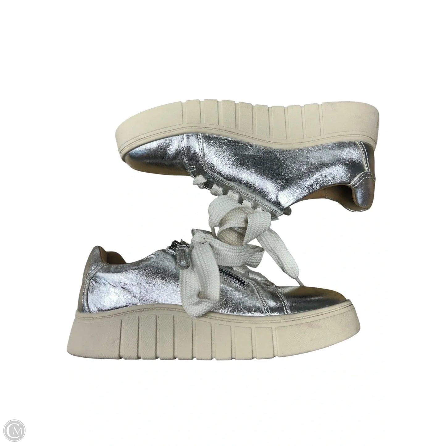 Shoes Sneakers By Clarks In Silver, Size: 6.5