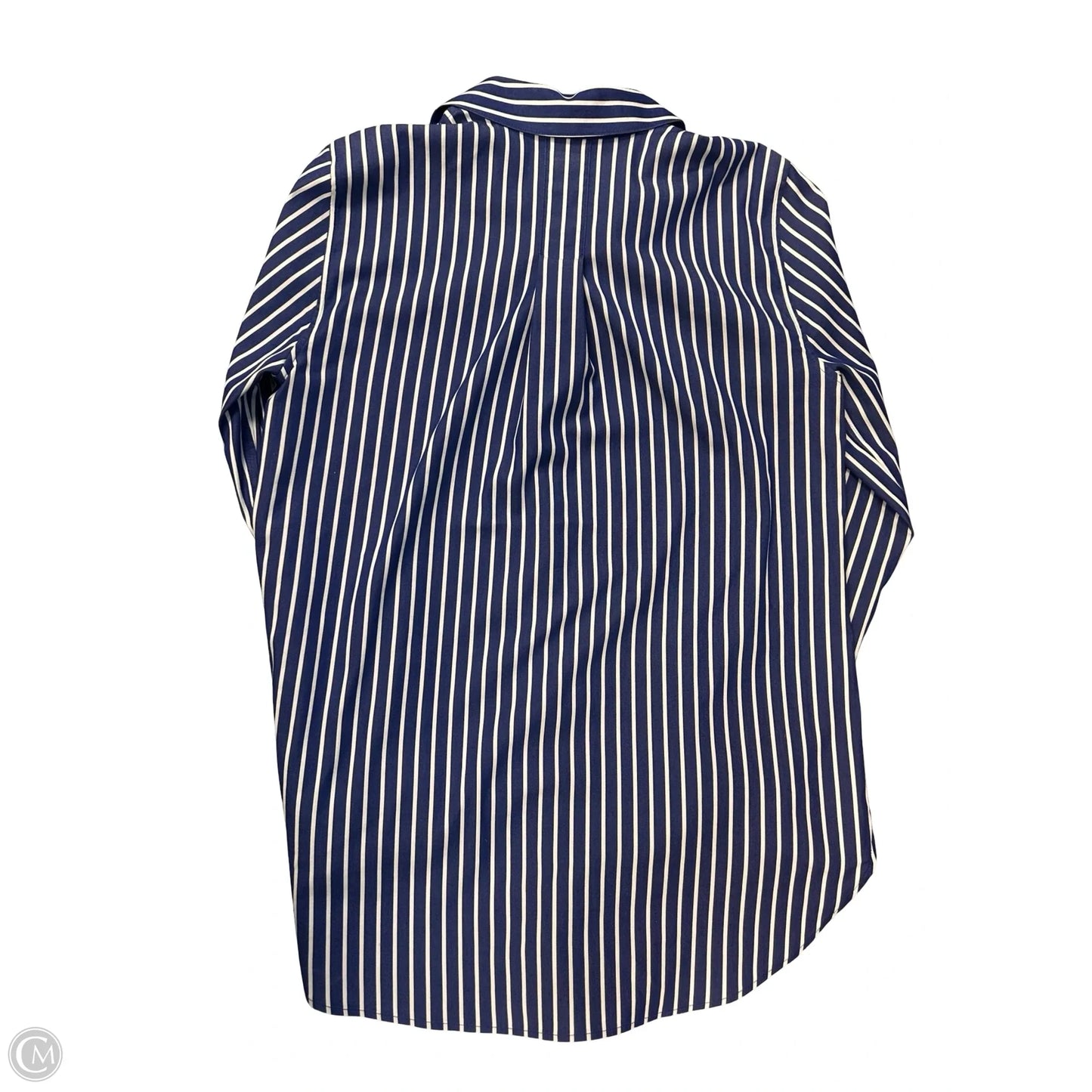 Blouse Long Sleeve By Chicos In Blue & White, Size: S