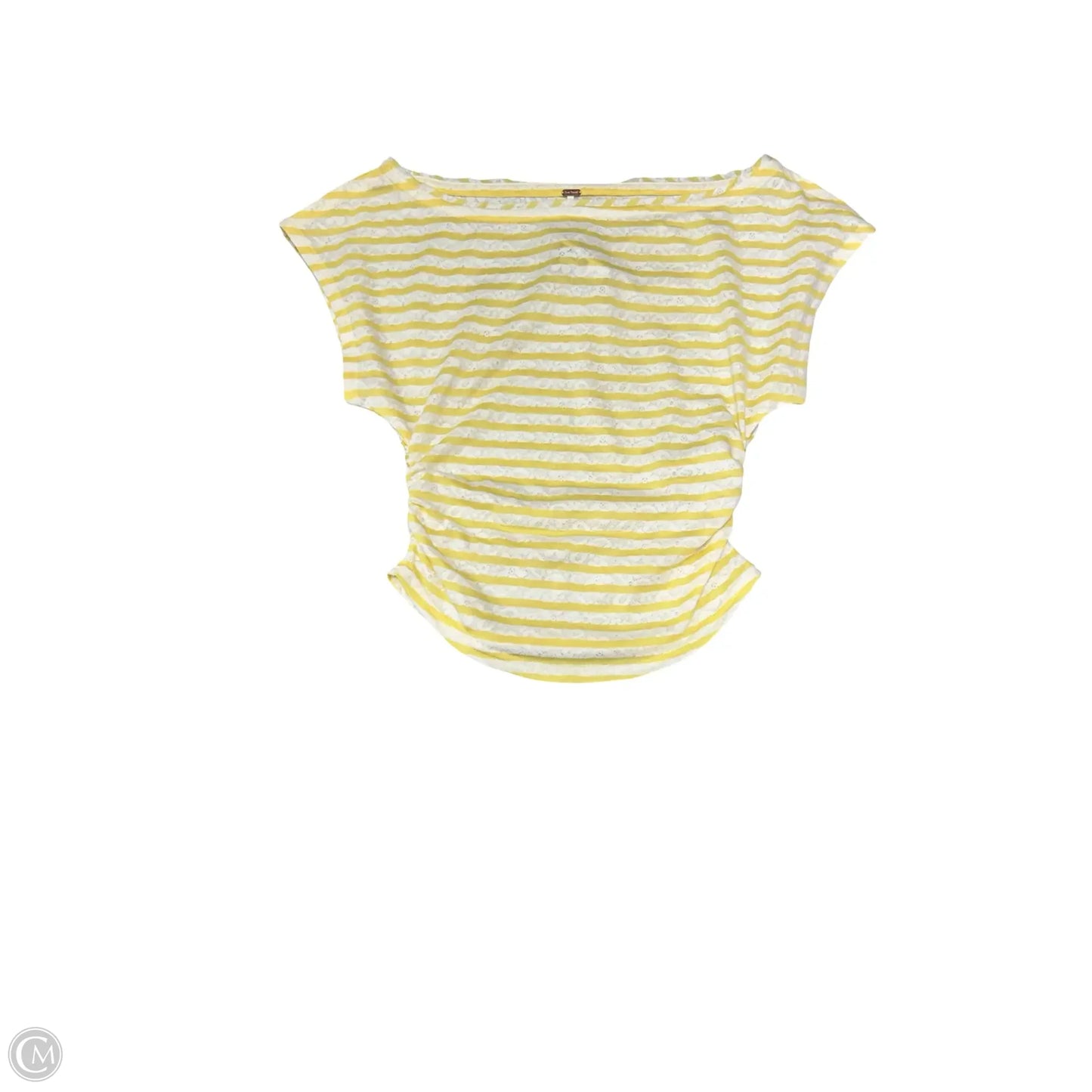 Top Short Sleeve By Free People In White & Yellow, Size: Xs