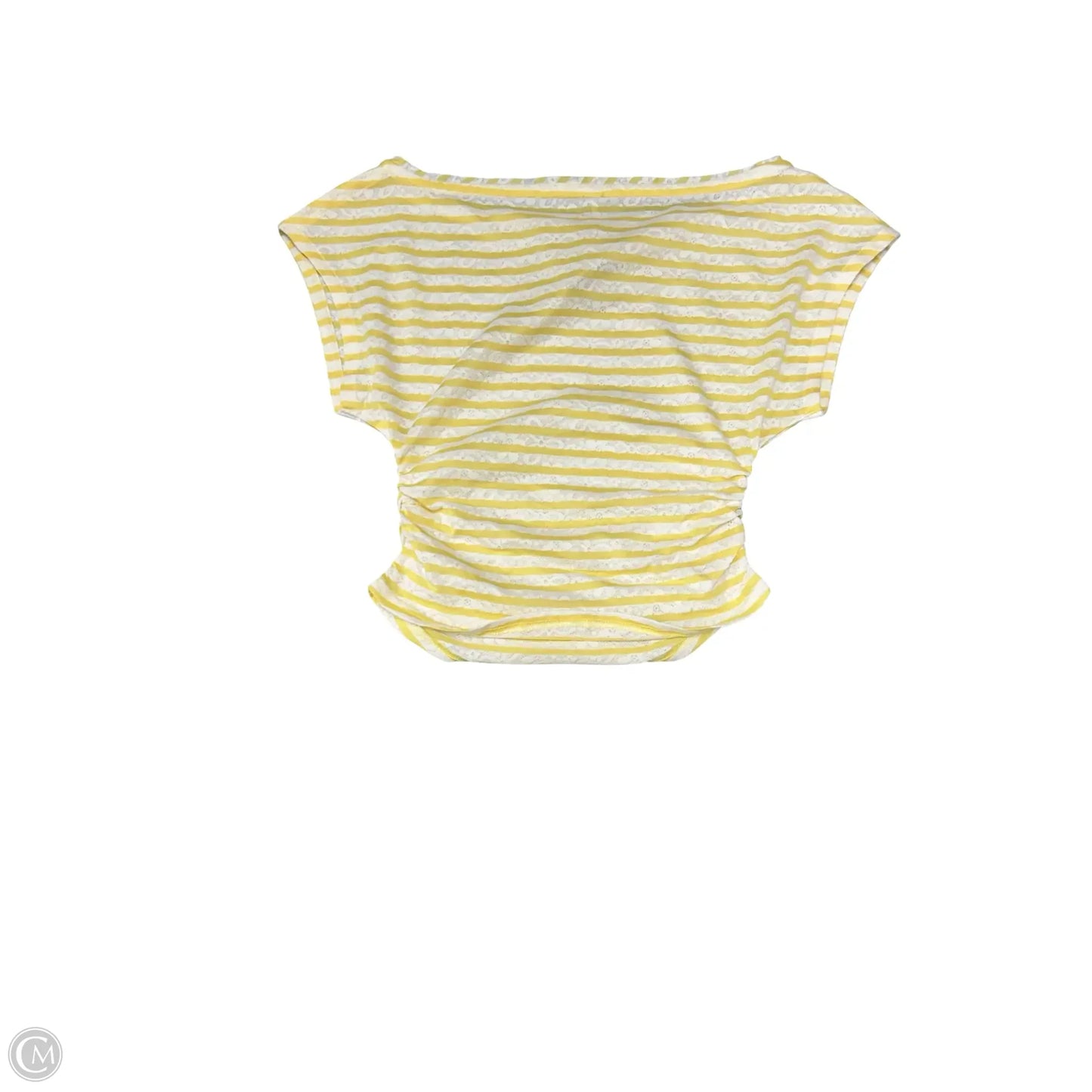 Top Short Sleeve By Free People In White & Yellow, Size: Xs