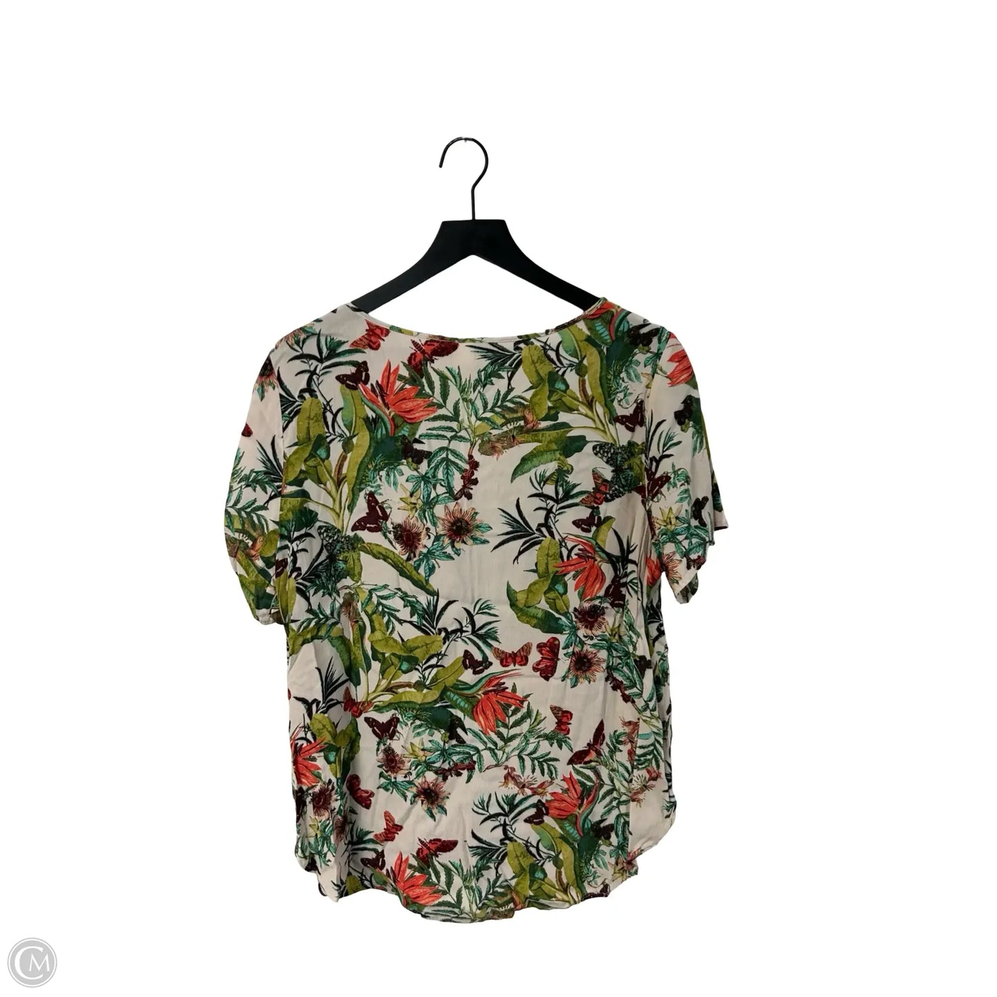 Top Short Sleeve By H&m In Floral Print, Size: 12