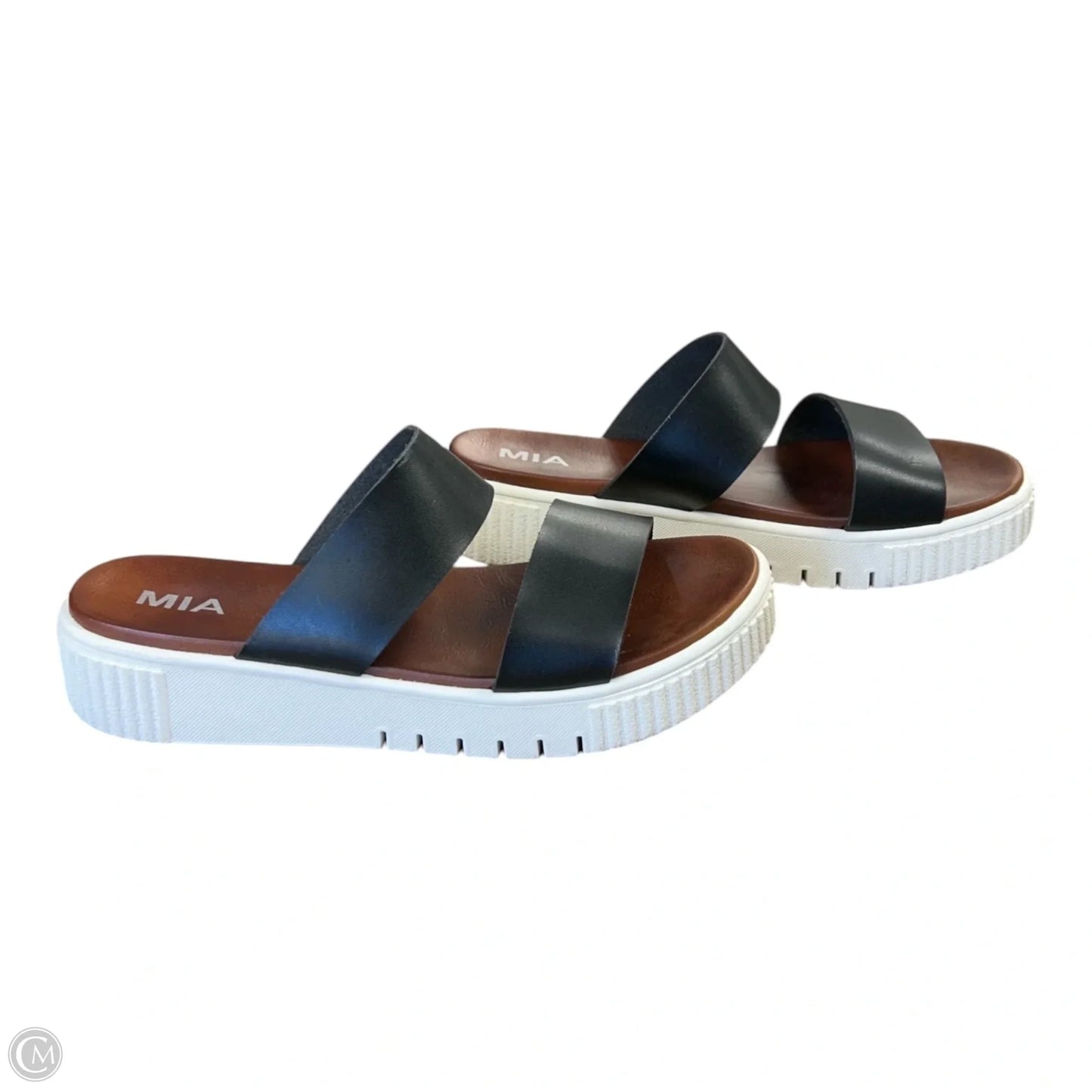 Sandals Heels Platform By Mia In Black & White, Size: 10