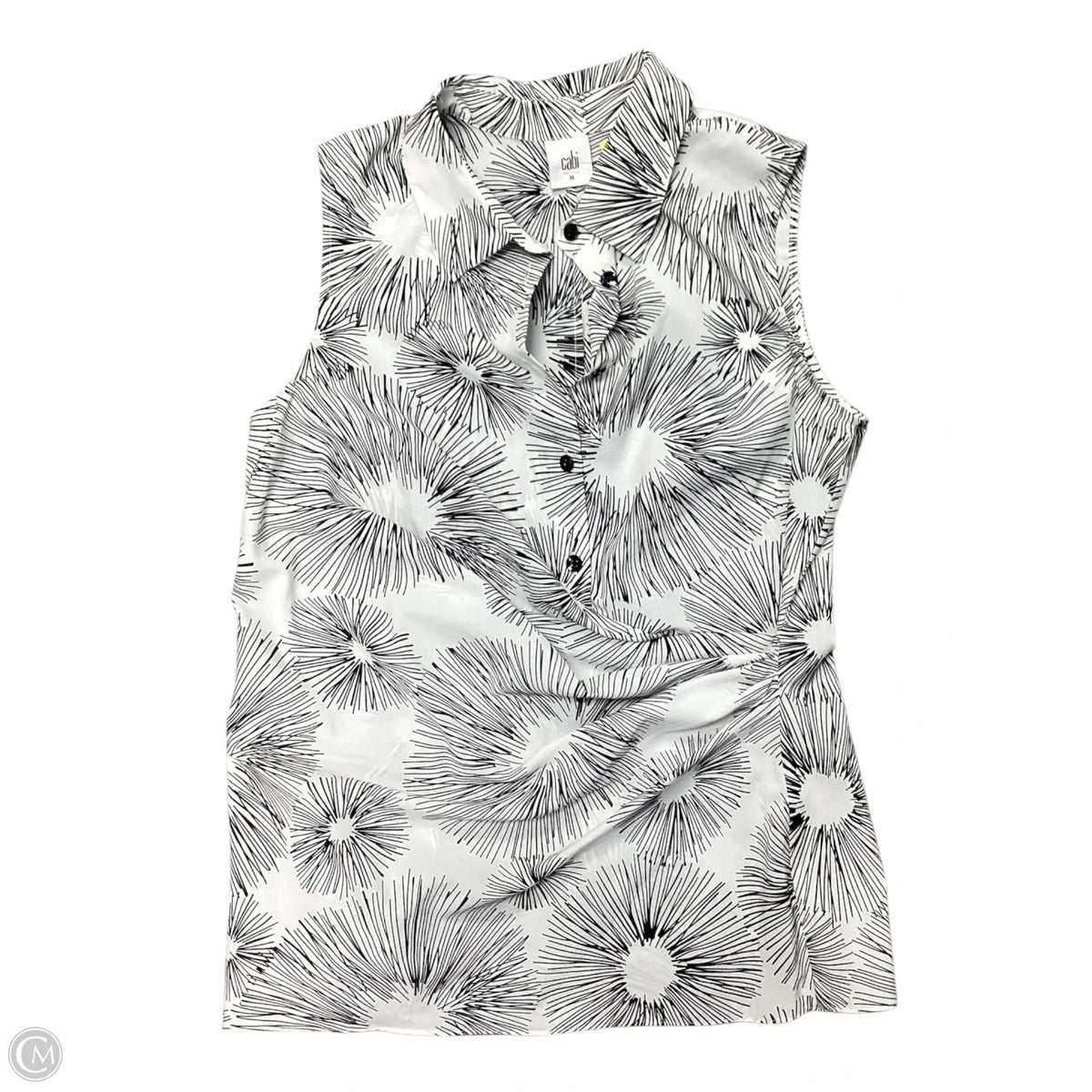 Top Sleeveless By Cabi In Black & White, Size: M