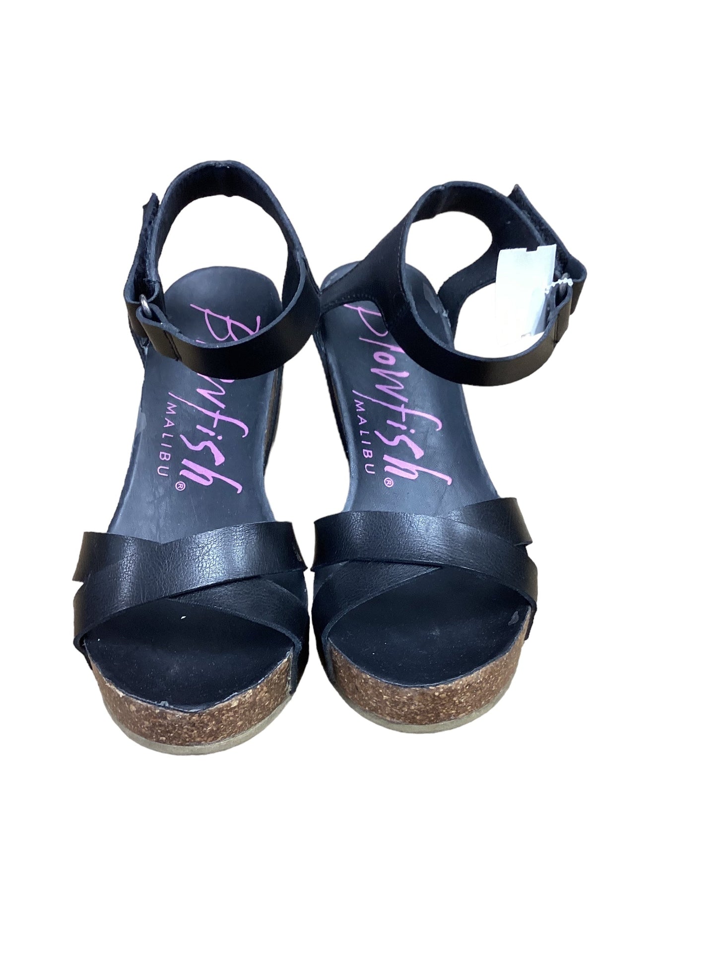 Black Sandals Heels Wedge Blowfish, Size 8