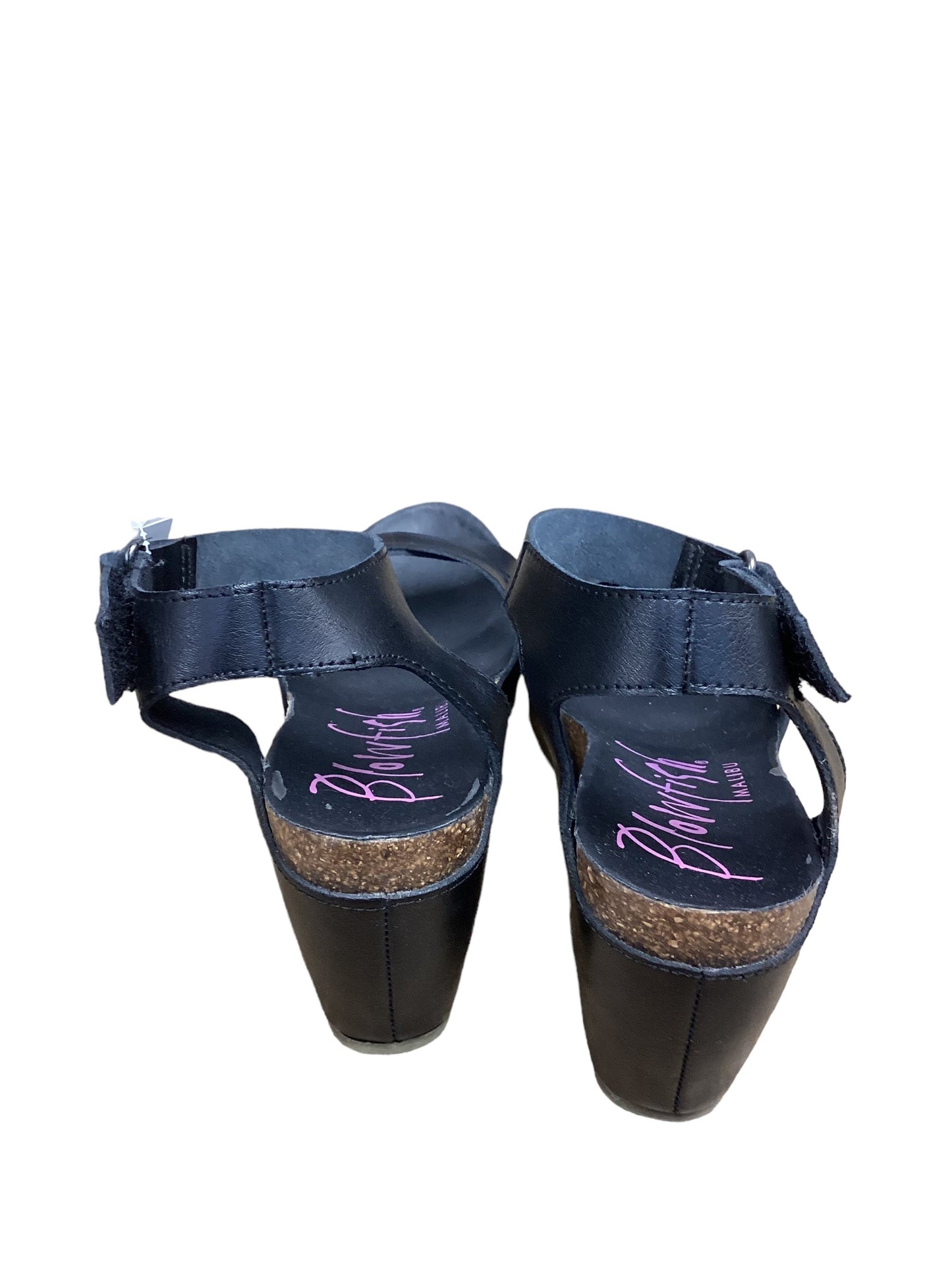Black Sandals Heels Wedge Blowfish, Size 8