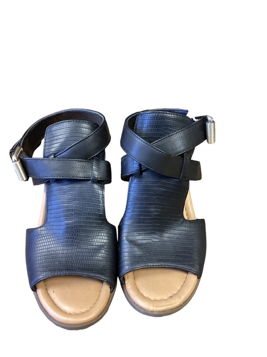 Black Sandals Heels Wedge Dr Scholls, Size 6