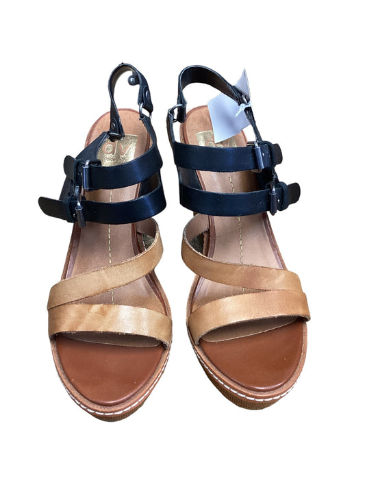 Black & Brown Sandals Heels Wedge Dolce Vita, Size 8.5