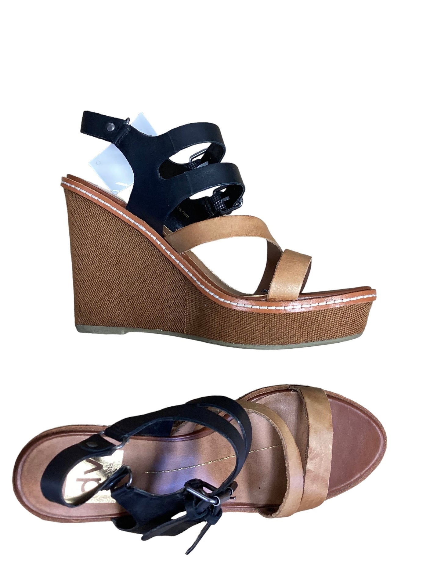 Black & Brown Sandals Heels Wedge Dolce Vita, Size 8.5