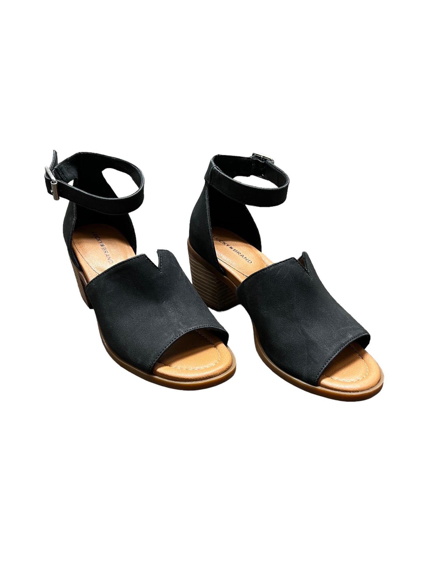 Black Sandals Heels Block Lucky Brand, Size 6.5
