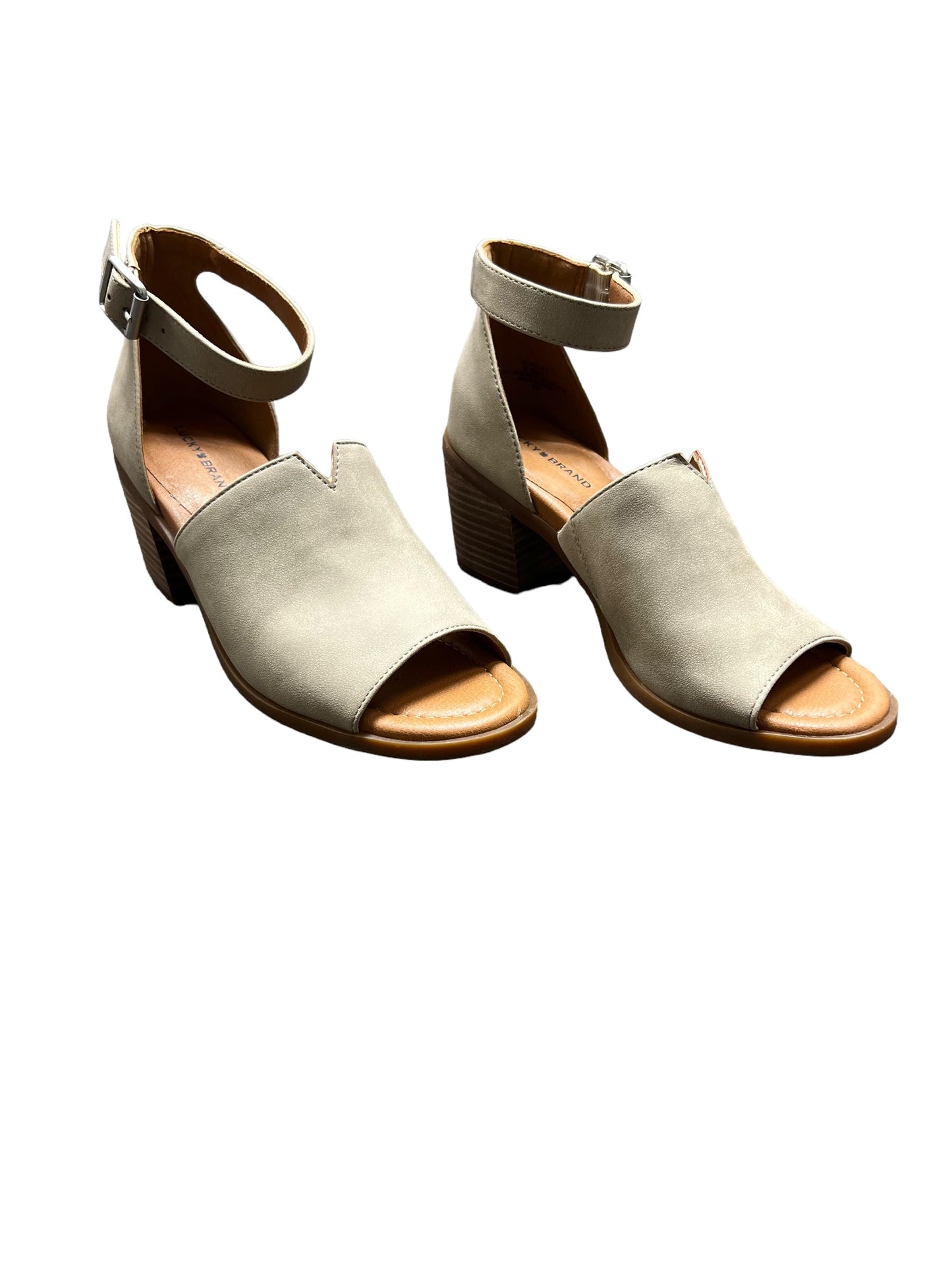 Taupe Sandals Heels Block Lucky Brand, Size 6.5