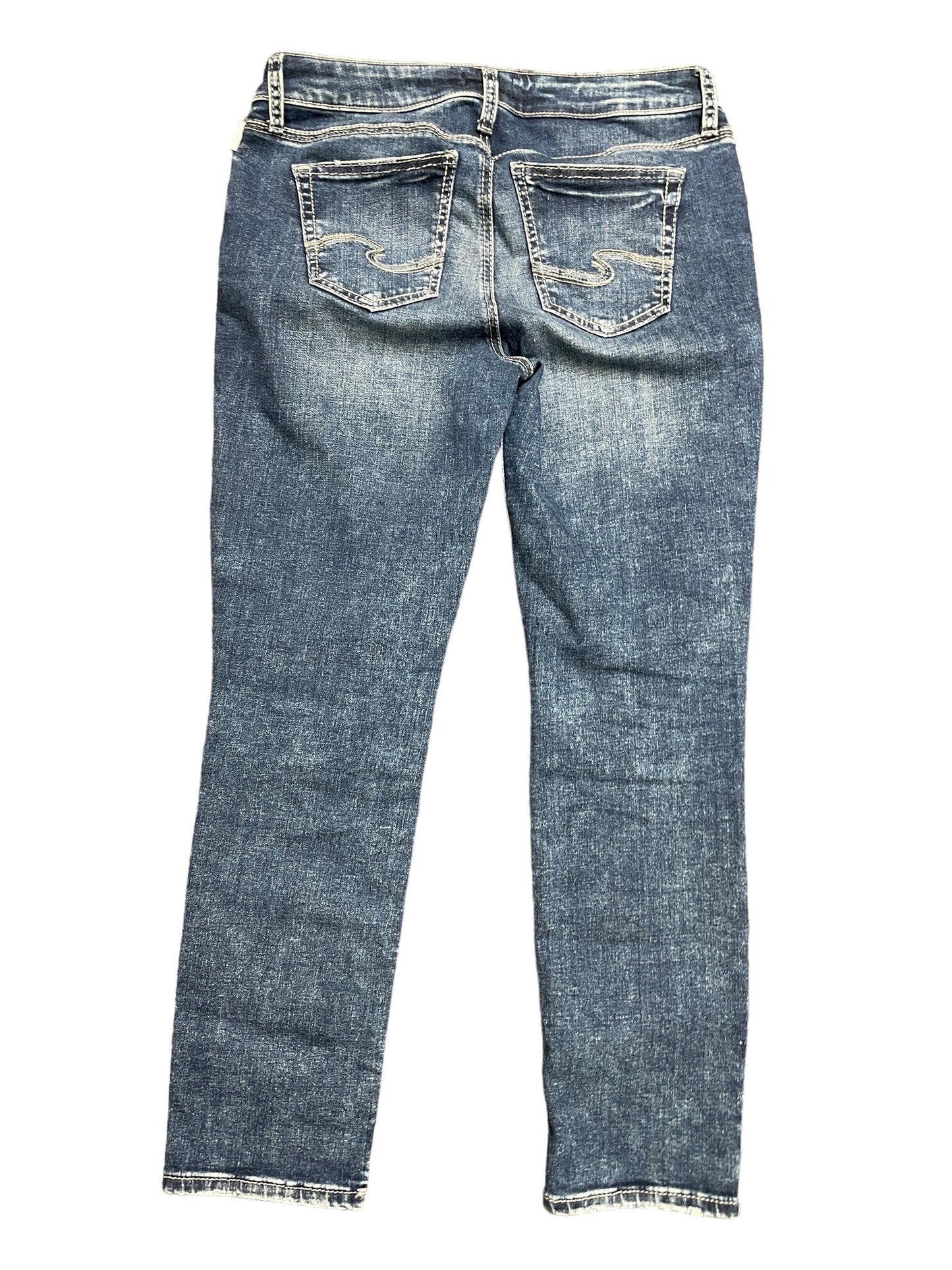 Blue Denim Jeans Boyfriend Silver, Size 12