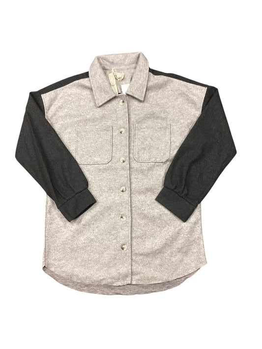 Jacket Shirt By Hem & Thread In Grey, Size: L