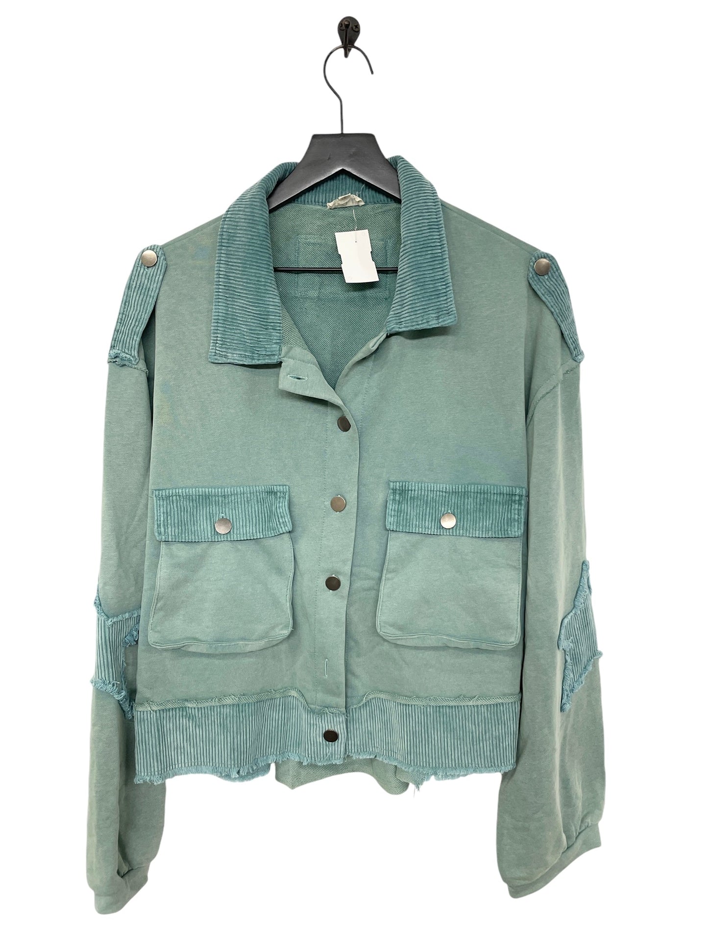 Jacket Shirt By Pol In Green, Size: L