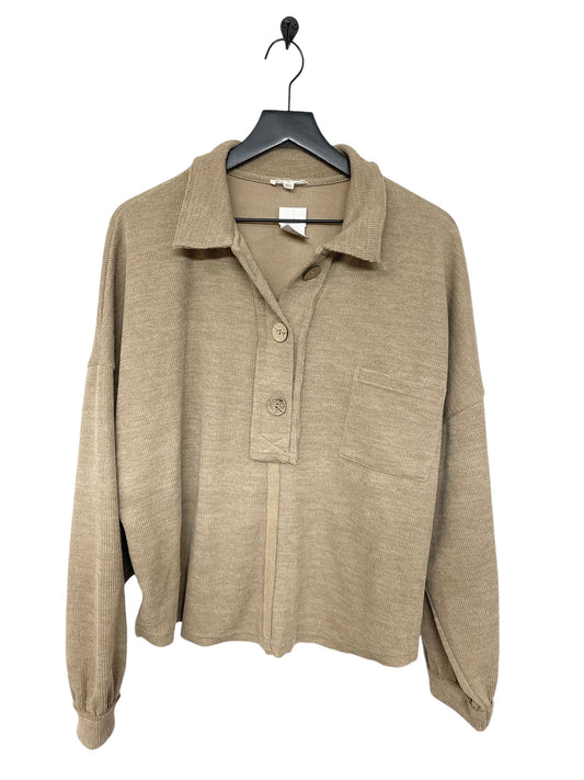 Top Long Sleeve By Blu Pepper In Beige, Size: L