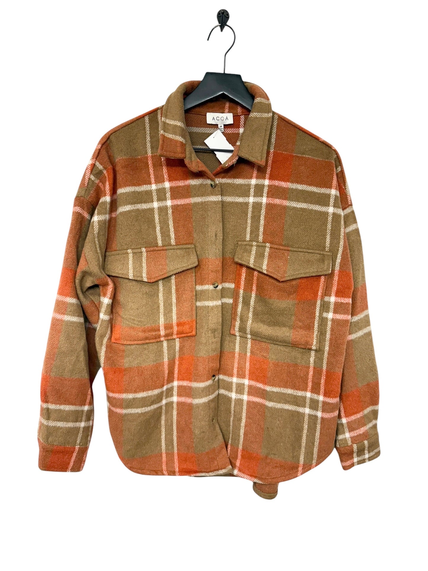 Jacket Shirt By Cmc In Orange & Tan, Size: M