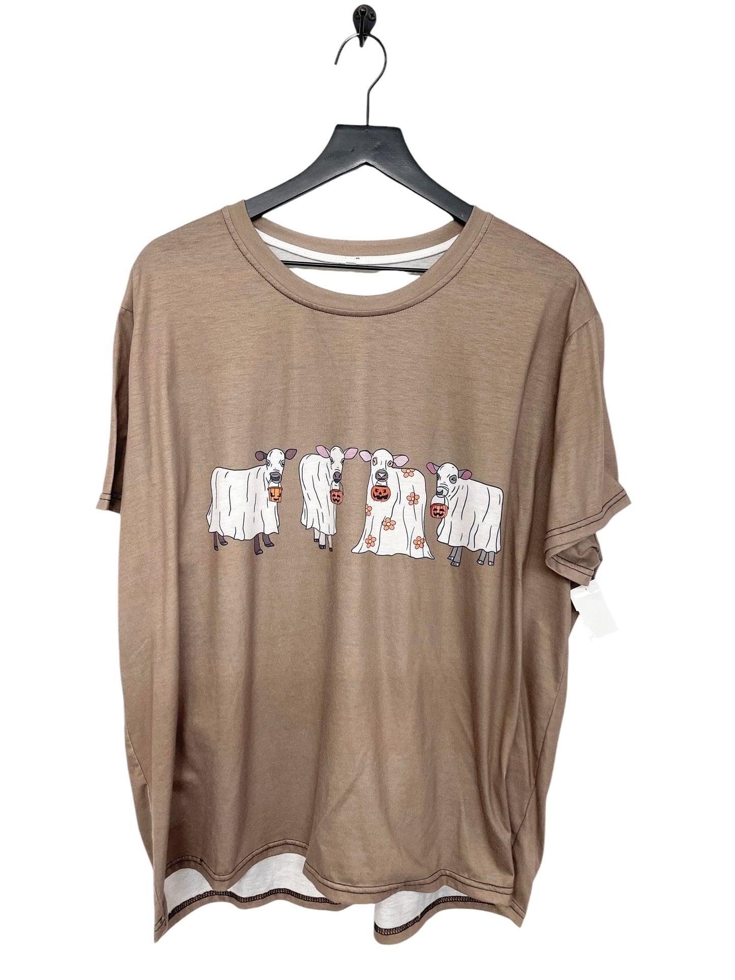 Top Short Sleeve Basic By Cme In Brown, Size: 3x