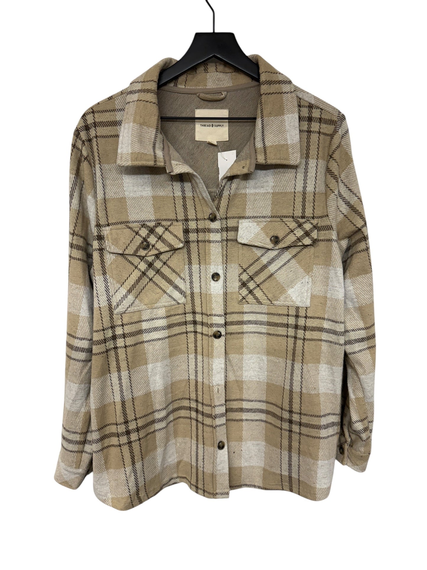 Jacket Shirt By Thread And Supply In Cream & Tan, Size: Xl