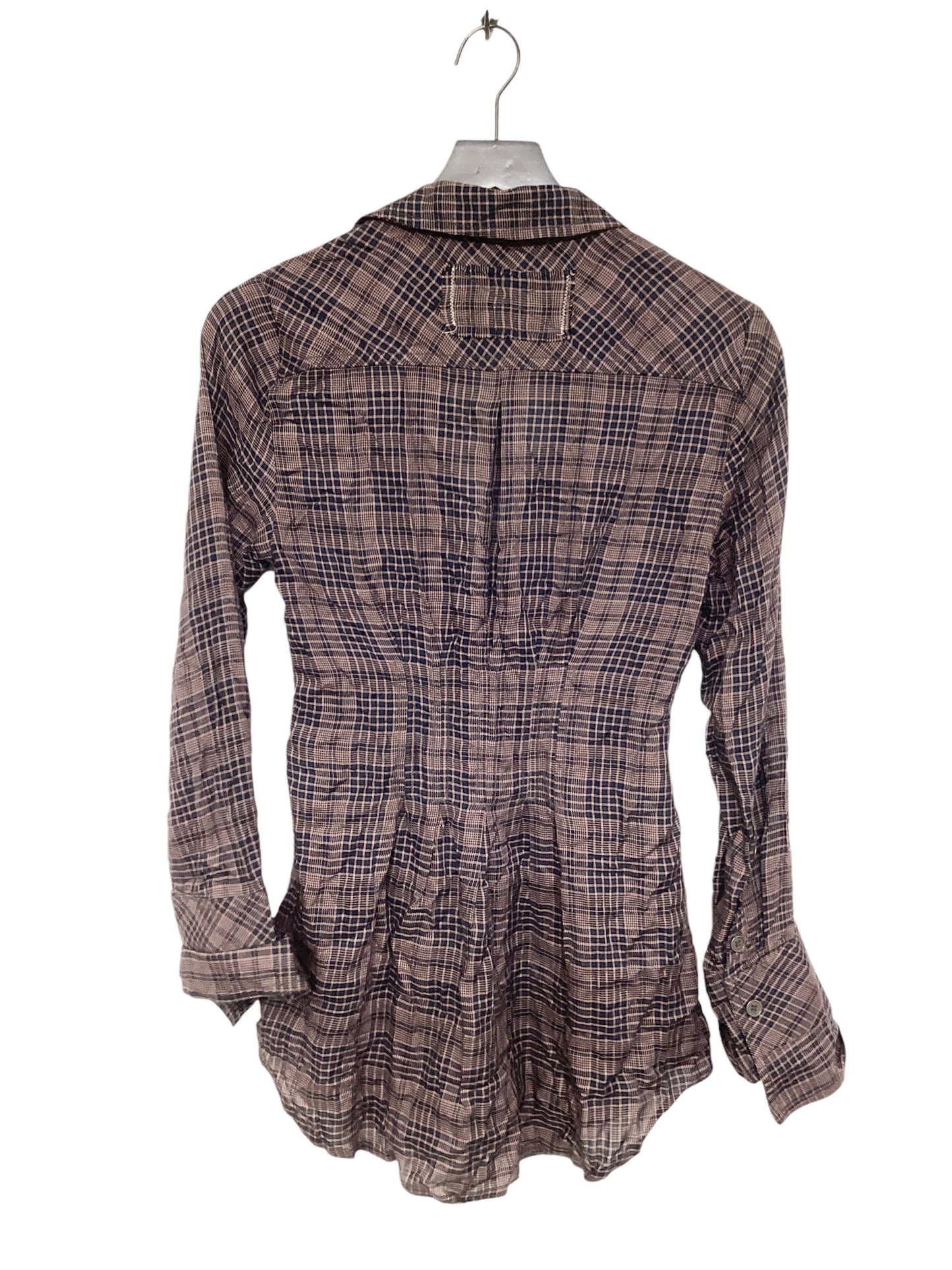 Blouse Long Sleeve By We The Free In Plaid Pattern, Size: Xs