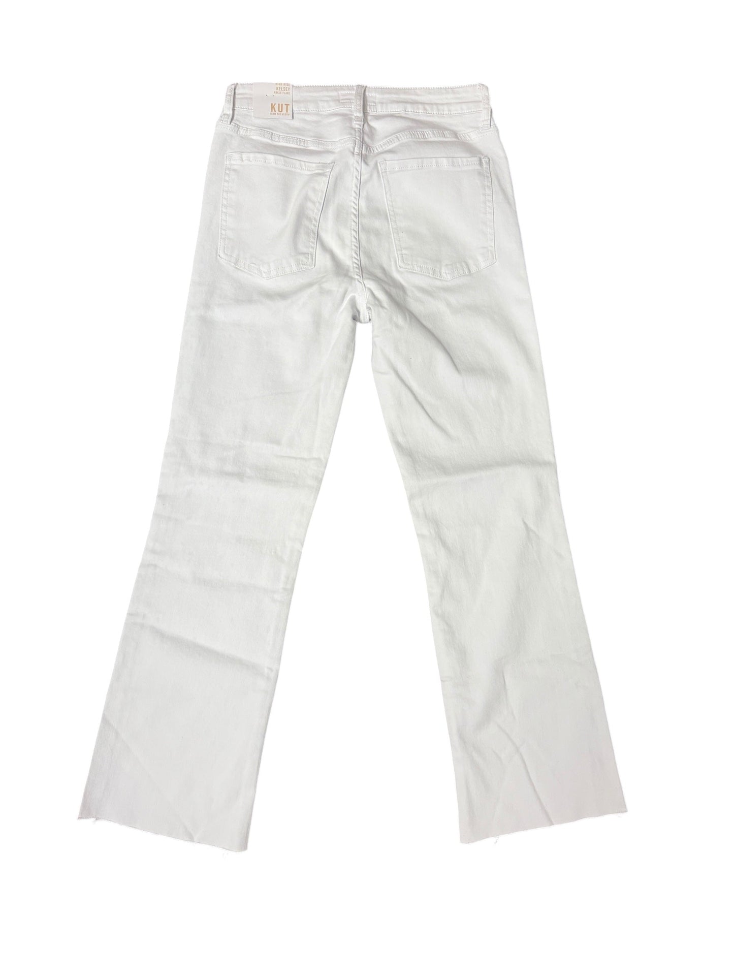 Jeans Flared By Kut In White Denim, Size: 2