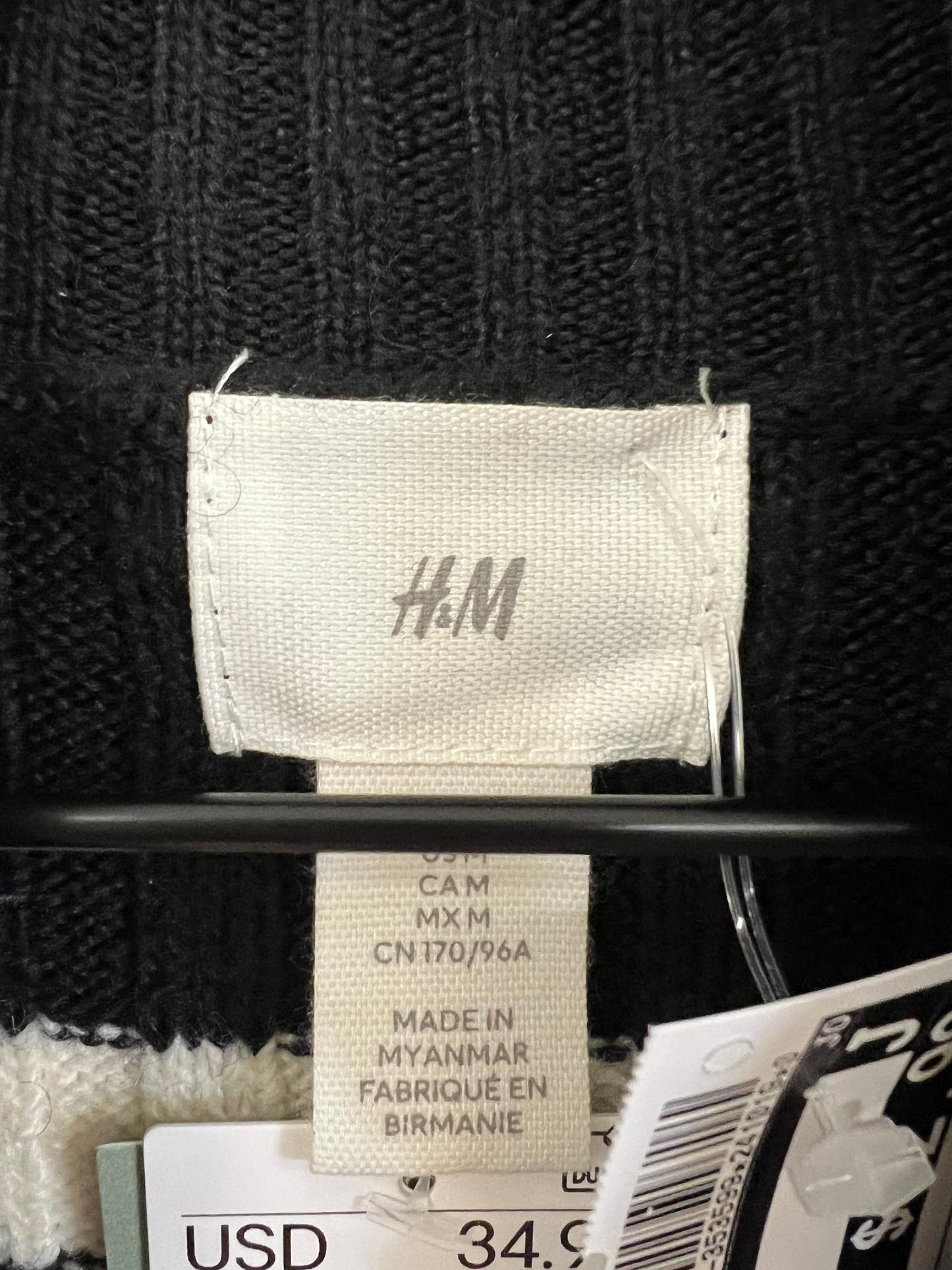 Sweater By H&m In Black & White, Size: M