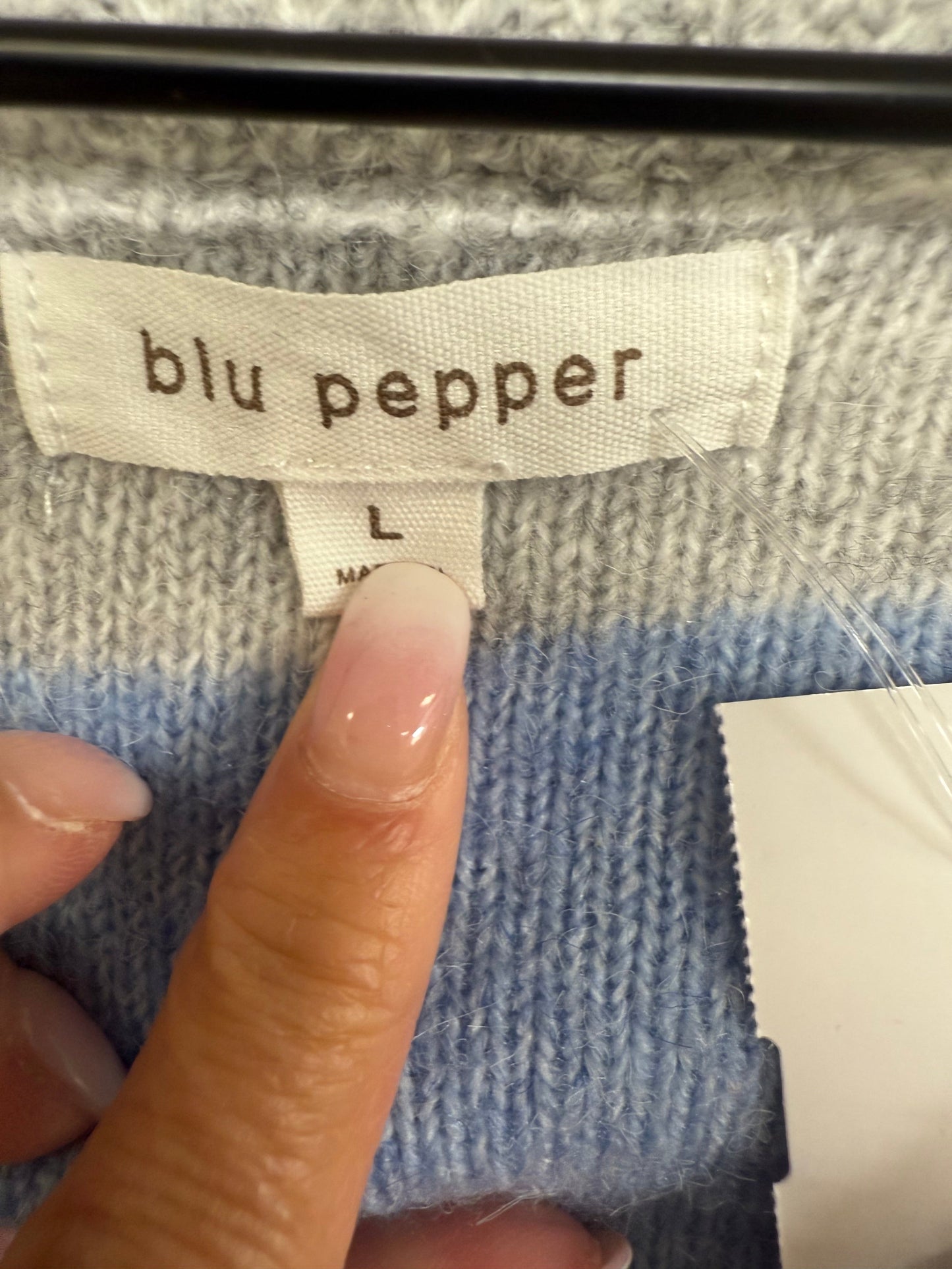 Sweater By Blu Pepper In Blue & Grey, Size: L