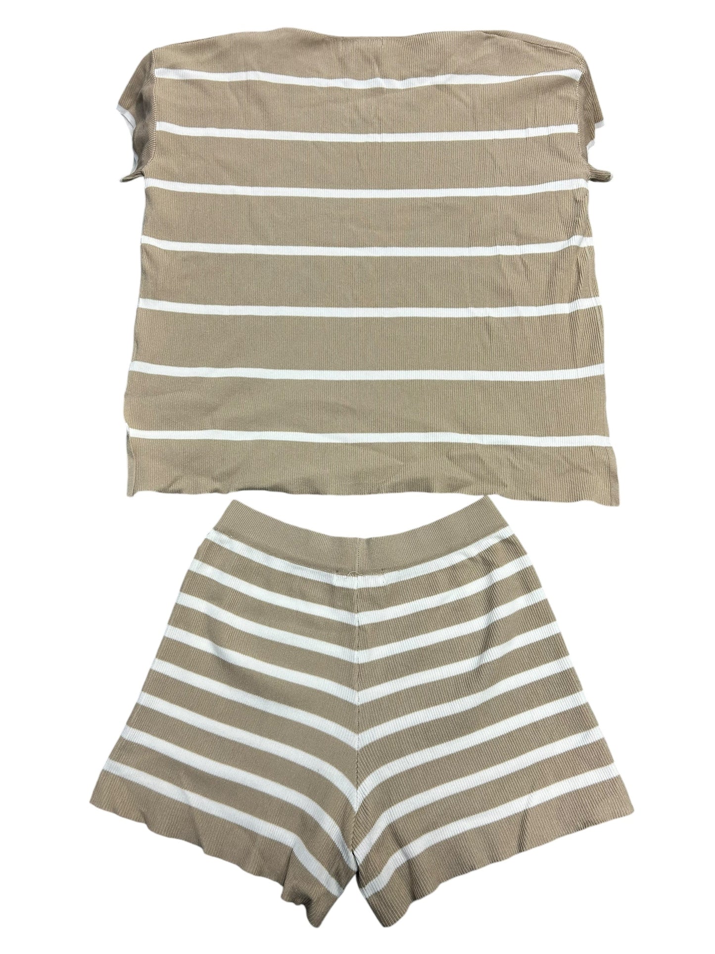 Shorts Set By Leela & Lavender In Tan & White, Size: M