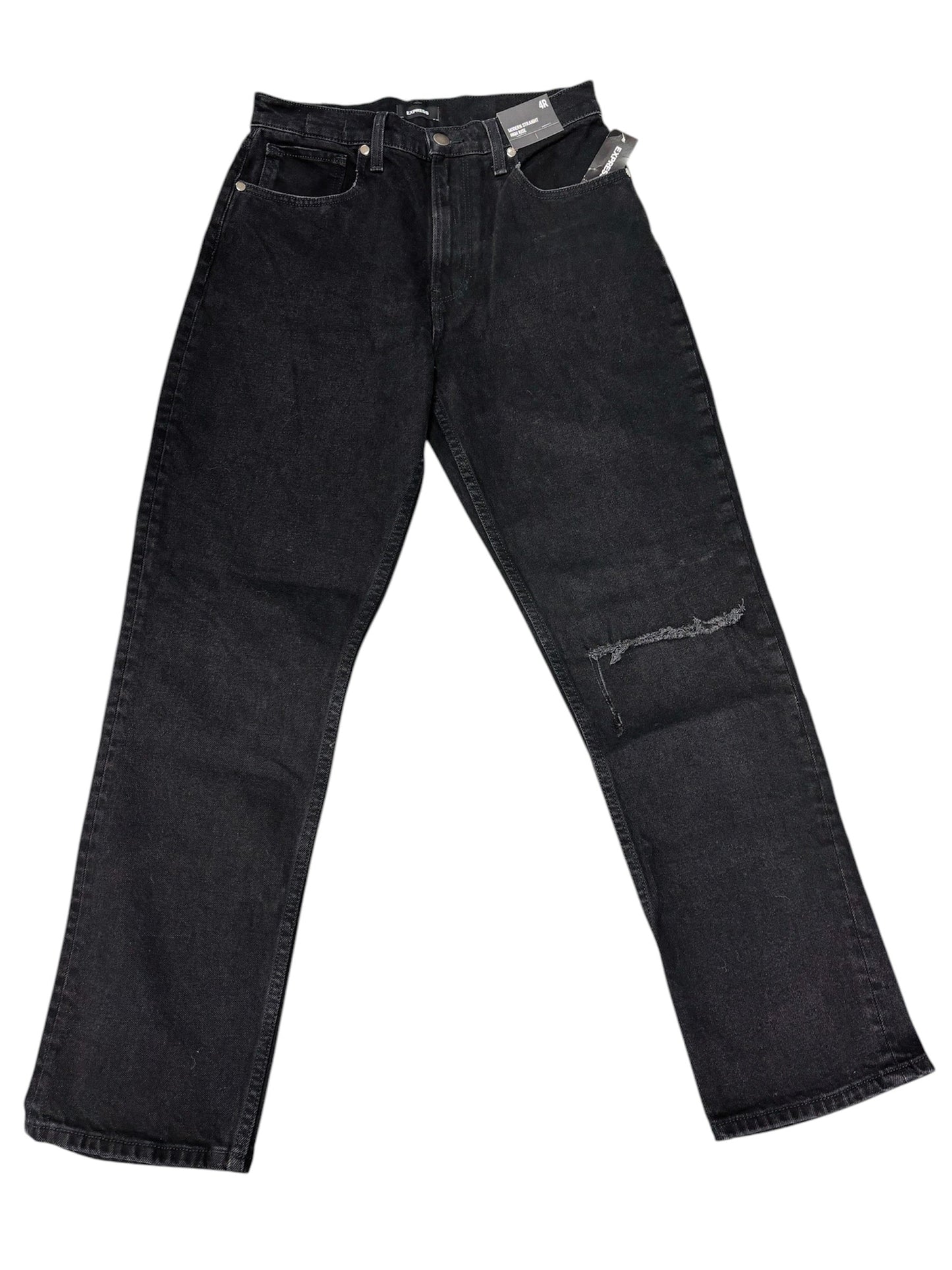 Jeans Straight By Express In Black Denim, Size: 4