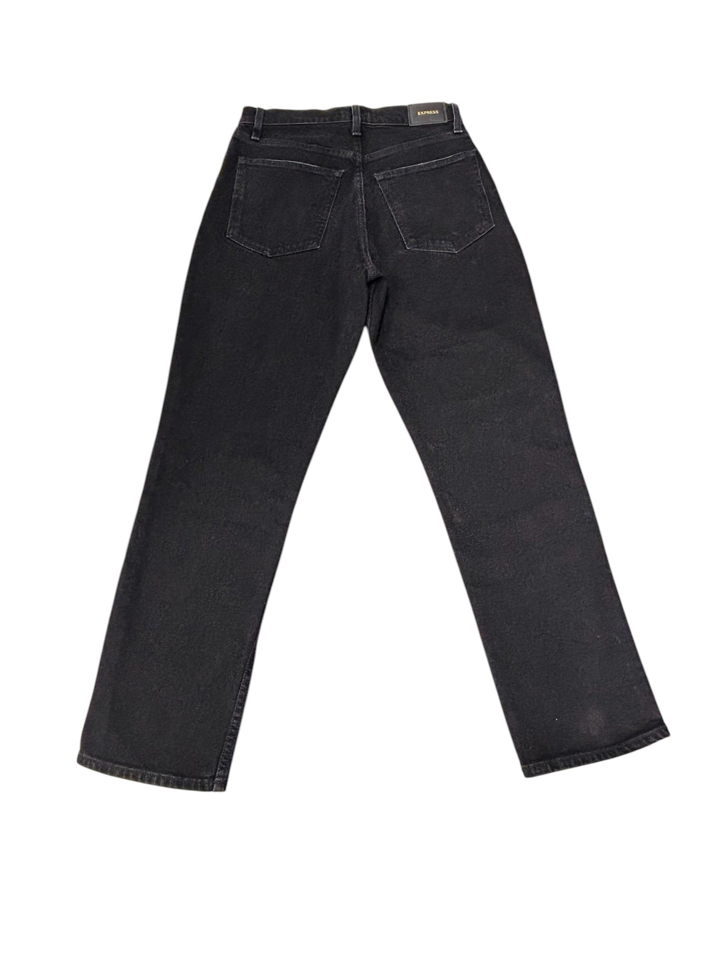 Jeans Straight By Express In Black Denim, Size: 4