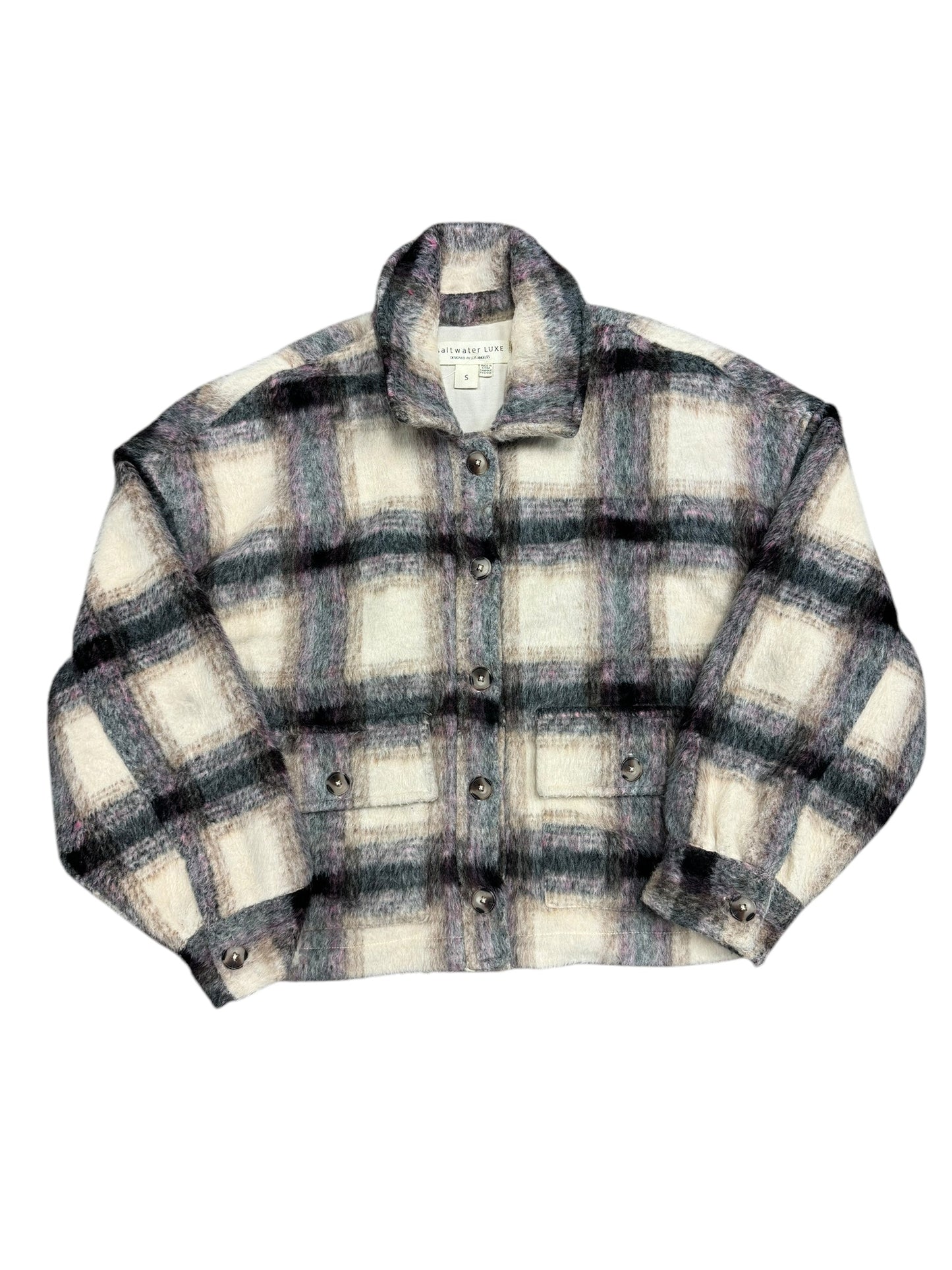 Jacket Shirt By Cmb In Plaid Pattern, Size: S