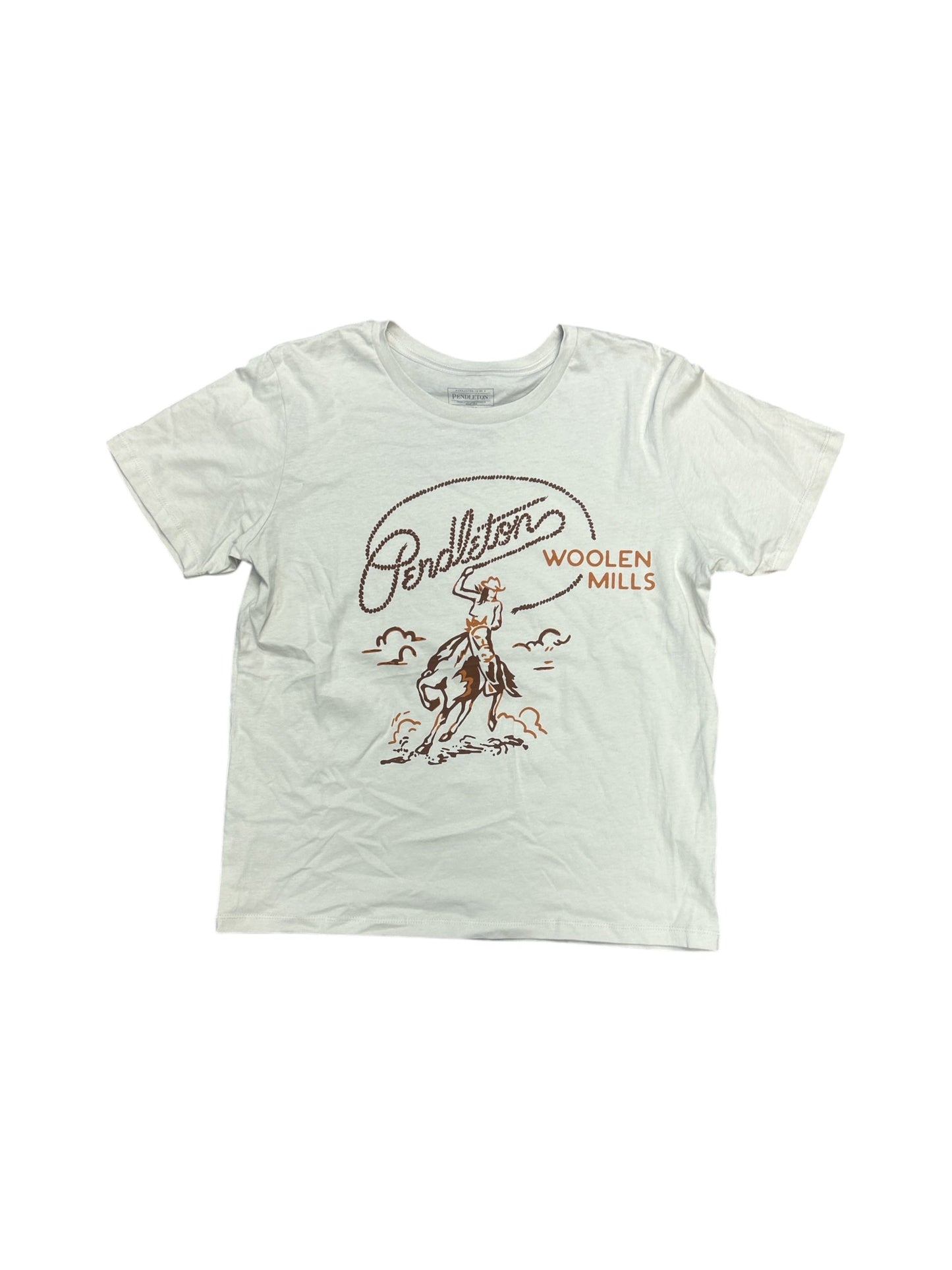 Top Short Sleeve By Pendleton In Cream, Size: M