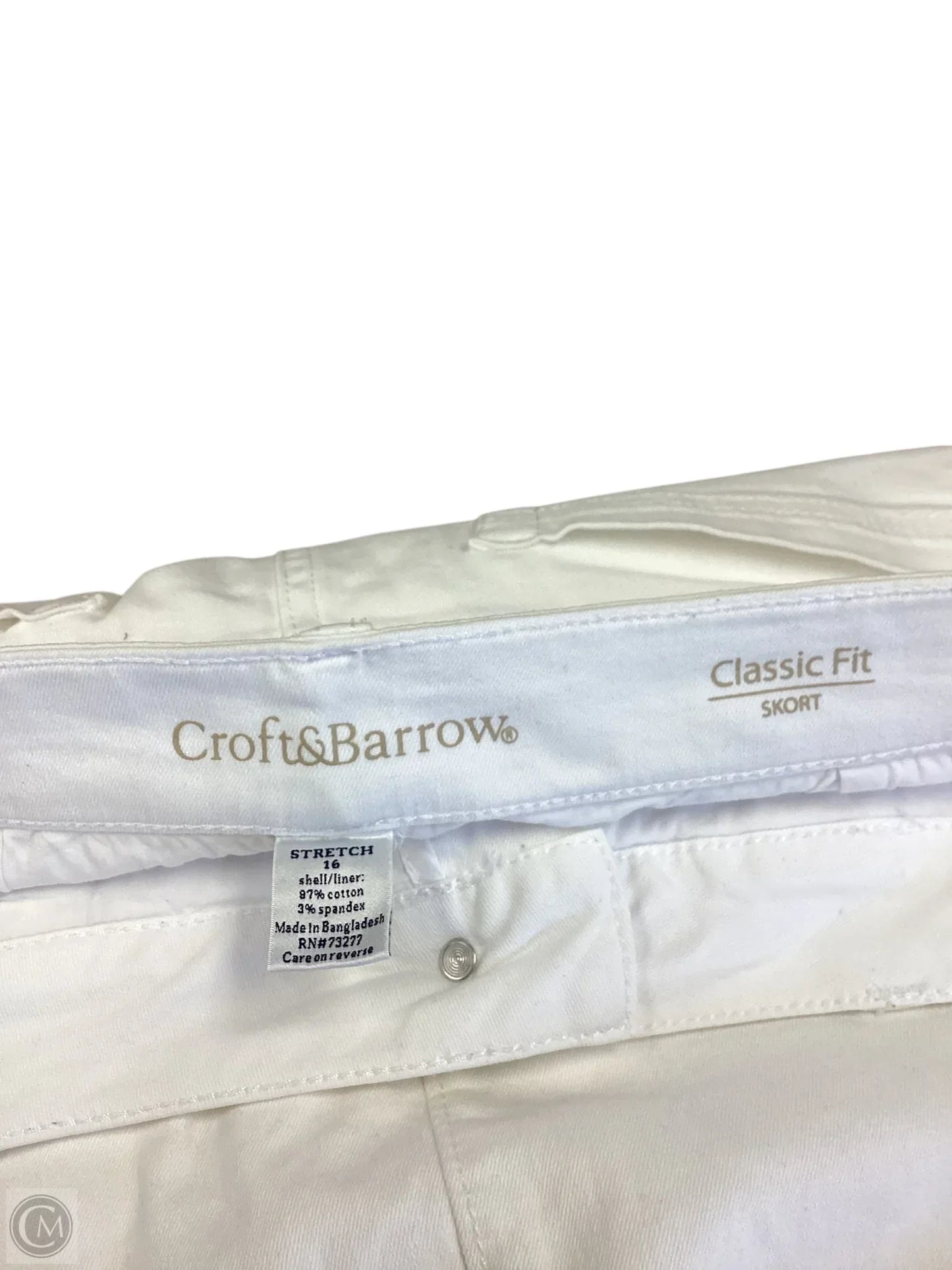 Skort By Croft And Barrow In White, Size: 16