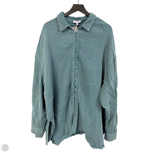 Blouse Long Sleeve By White Birch In Green, Size: 3x