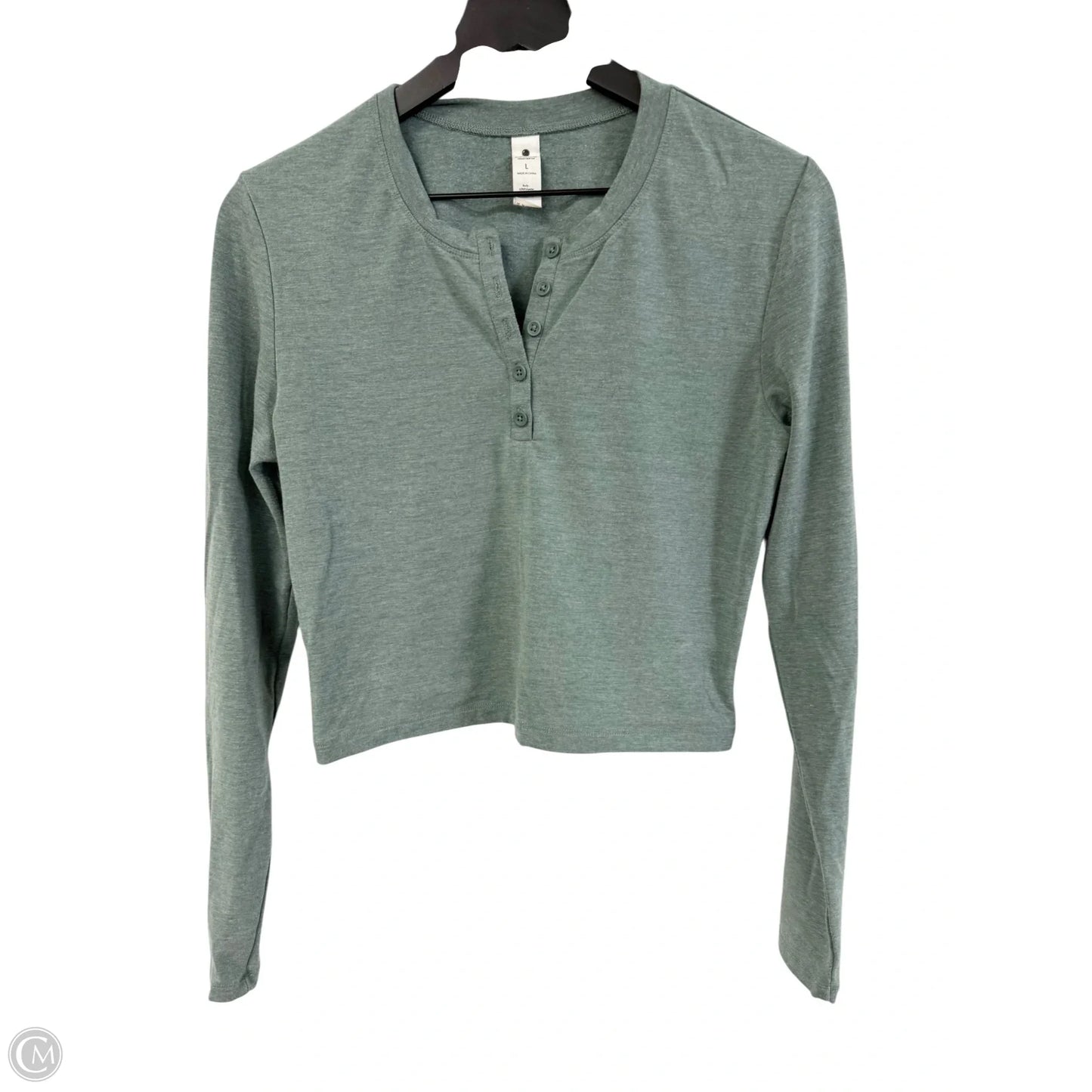 Athletic Top Long Sleeve Crewneck By Yogalicious In Green, Size: L
