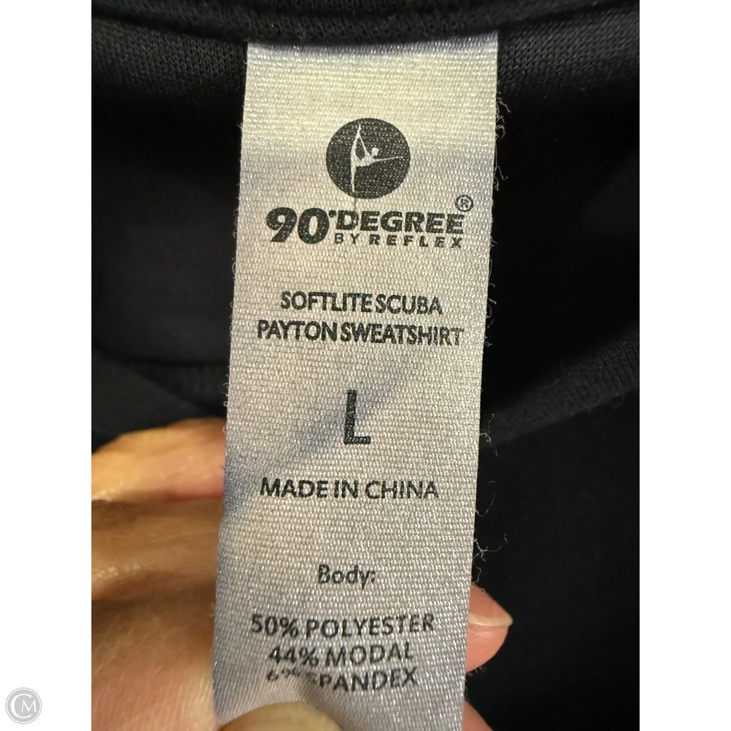 Athletic Top Long Sleeve Crewneck By 90 Degrees By Reflex In Black, Size: L