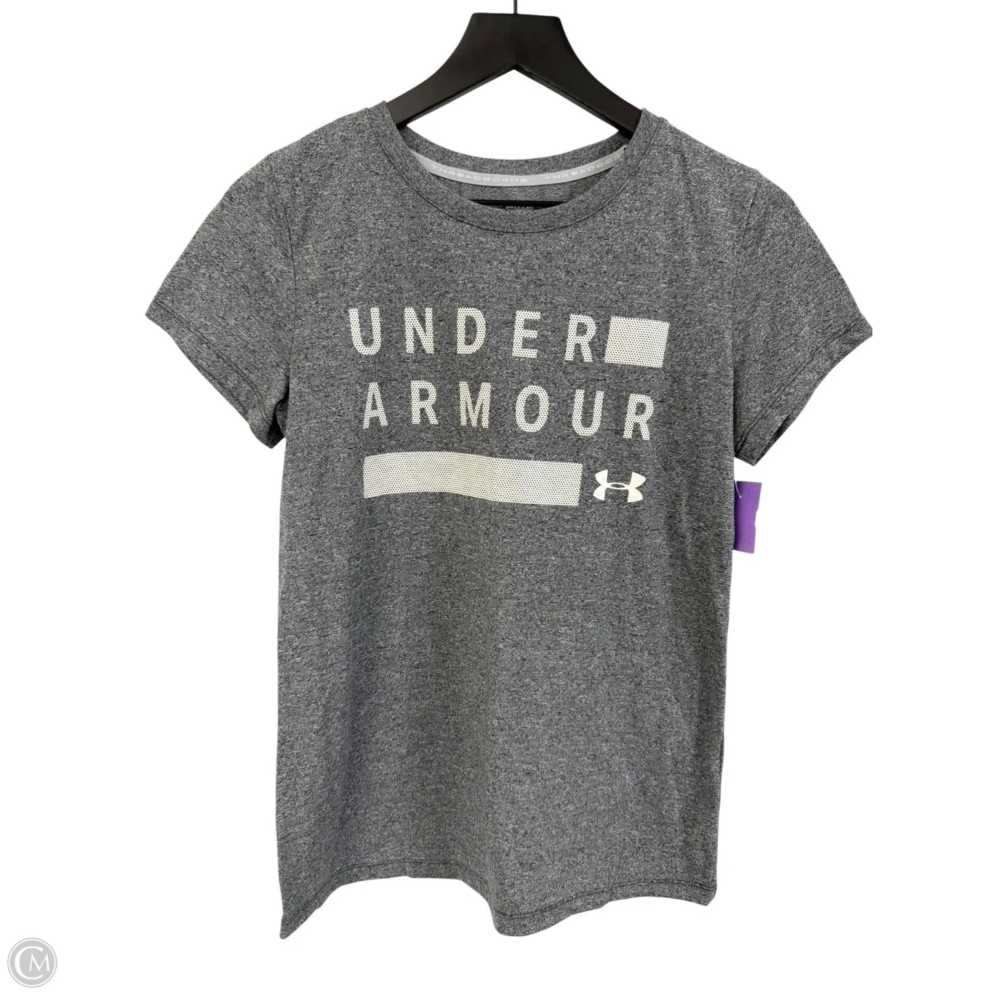 Athletic Top Short Sleeve By Under Armour In Grey, Size: S