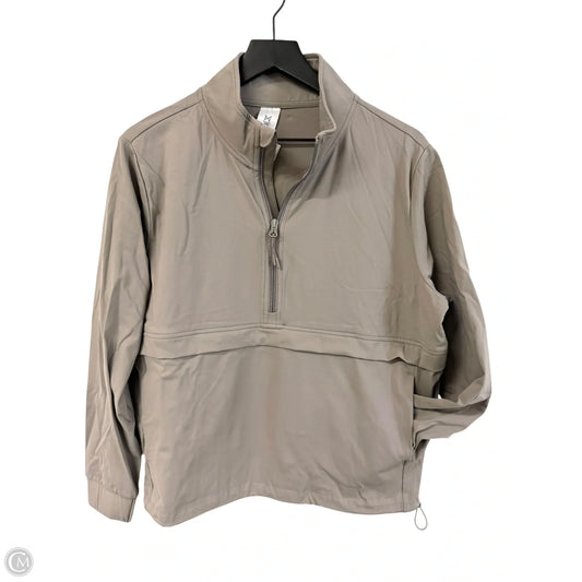 Athletic Top Long Sleeve Collar By Members Mark In Taupe, Size: M